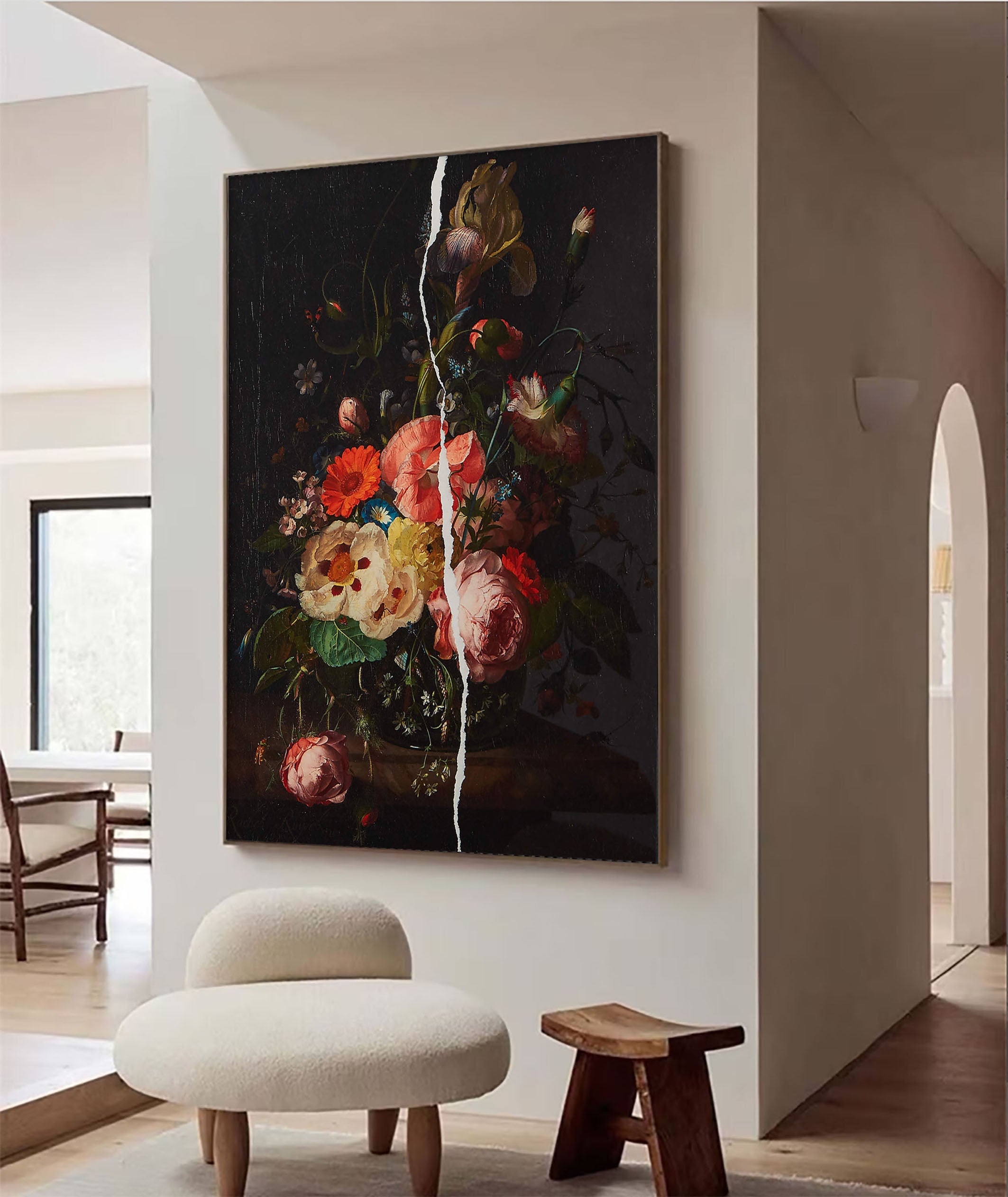 Dark Floral Oil Painting for Modern Homes #FT 059