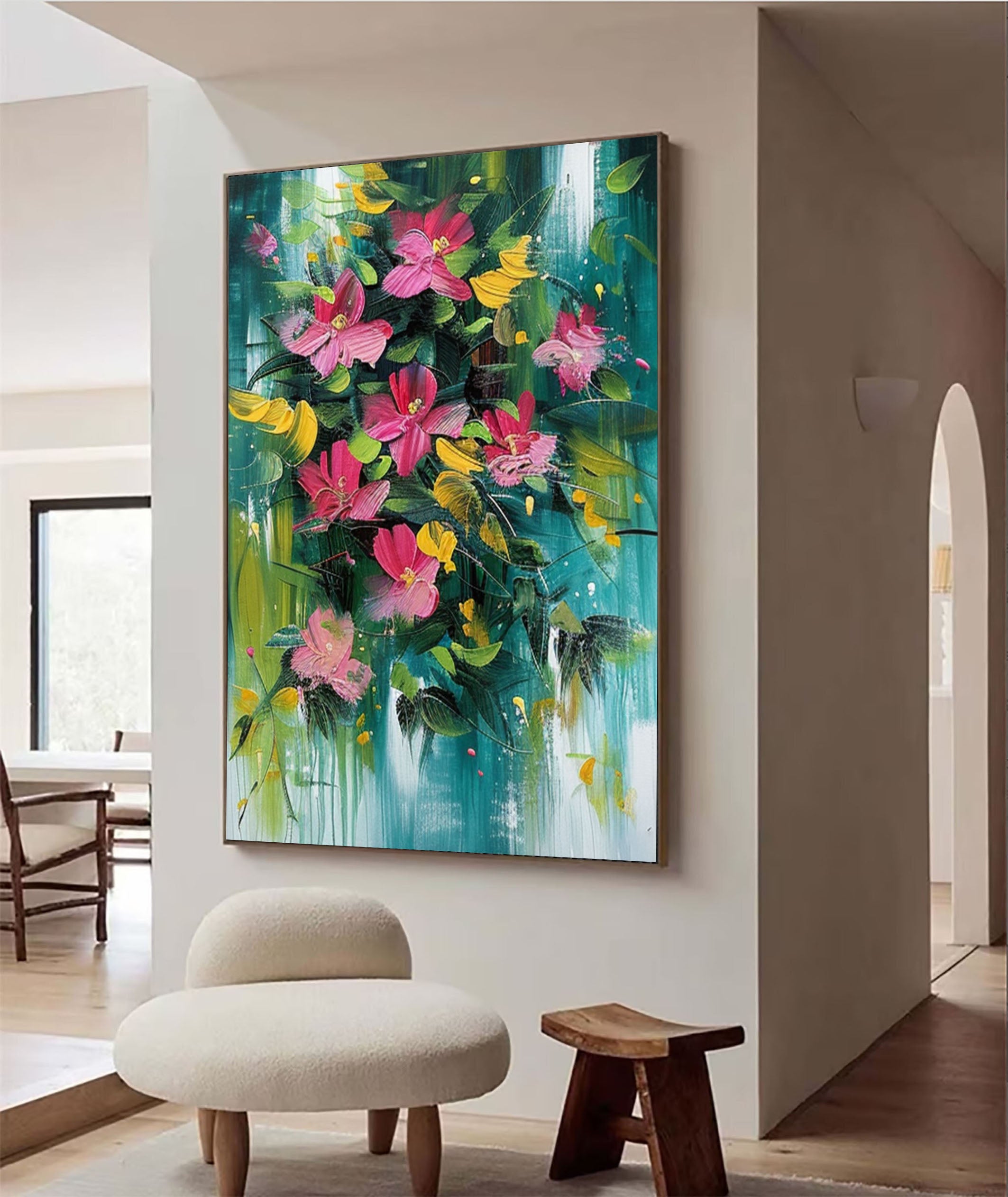 Vibrant Garden Floral Wall Art Modern Abstract Flowers #FT 005