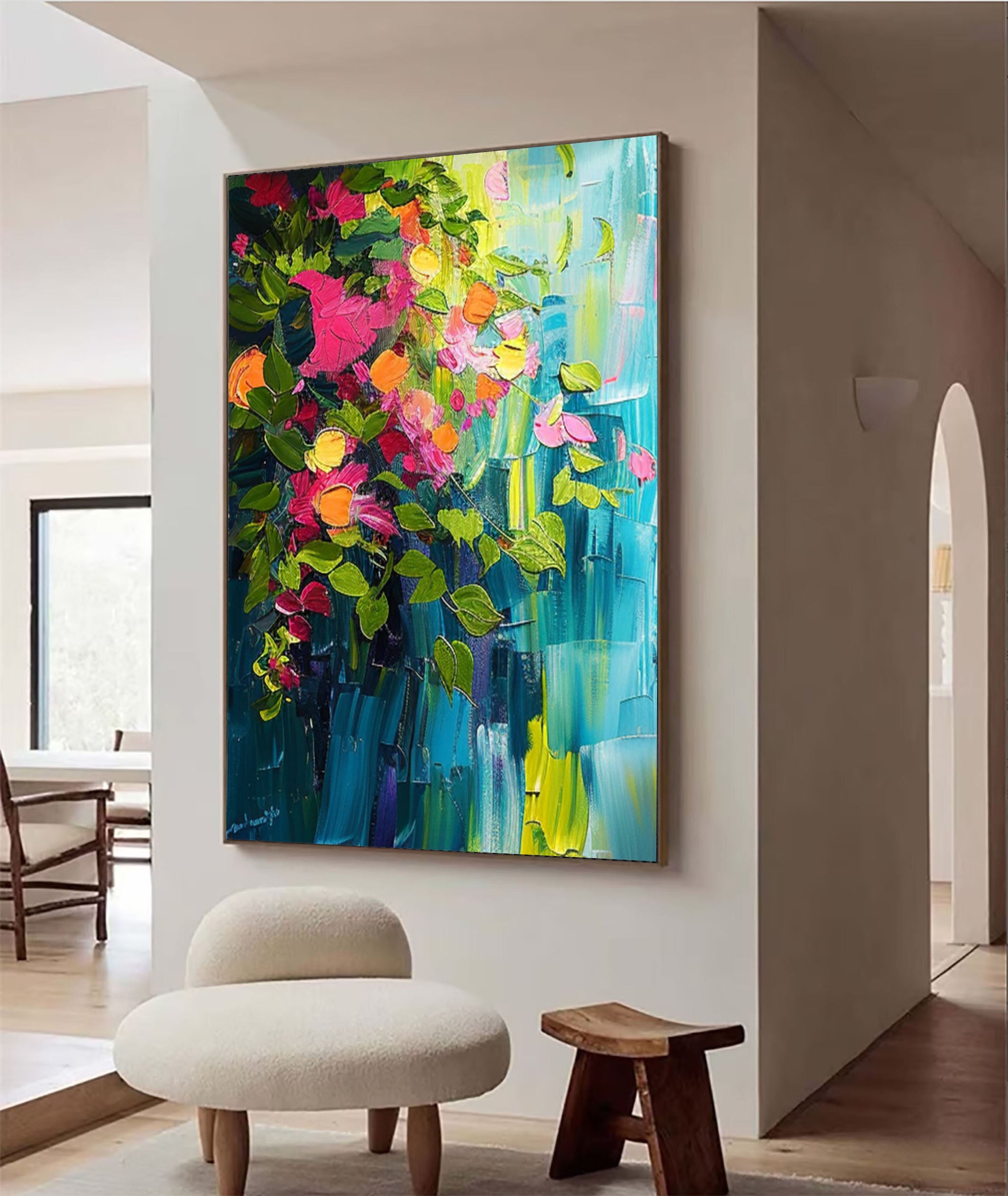 Vibrant Garden Floral Wall Art Modern Abstract Flowers #FT 006