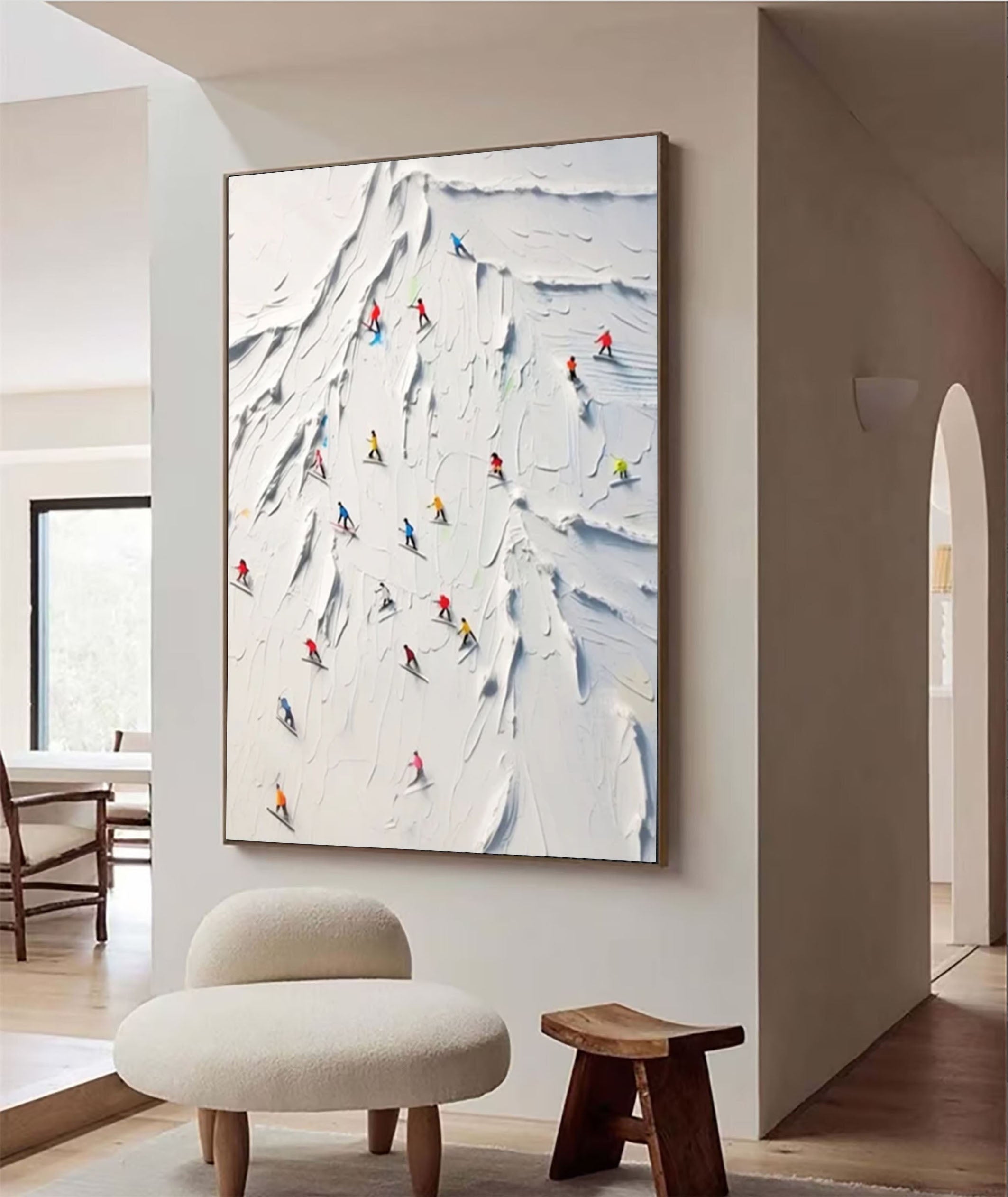 Winter Ascent Dynamic Skier Mountain Canvas Art #ASP 003