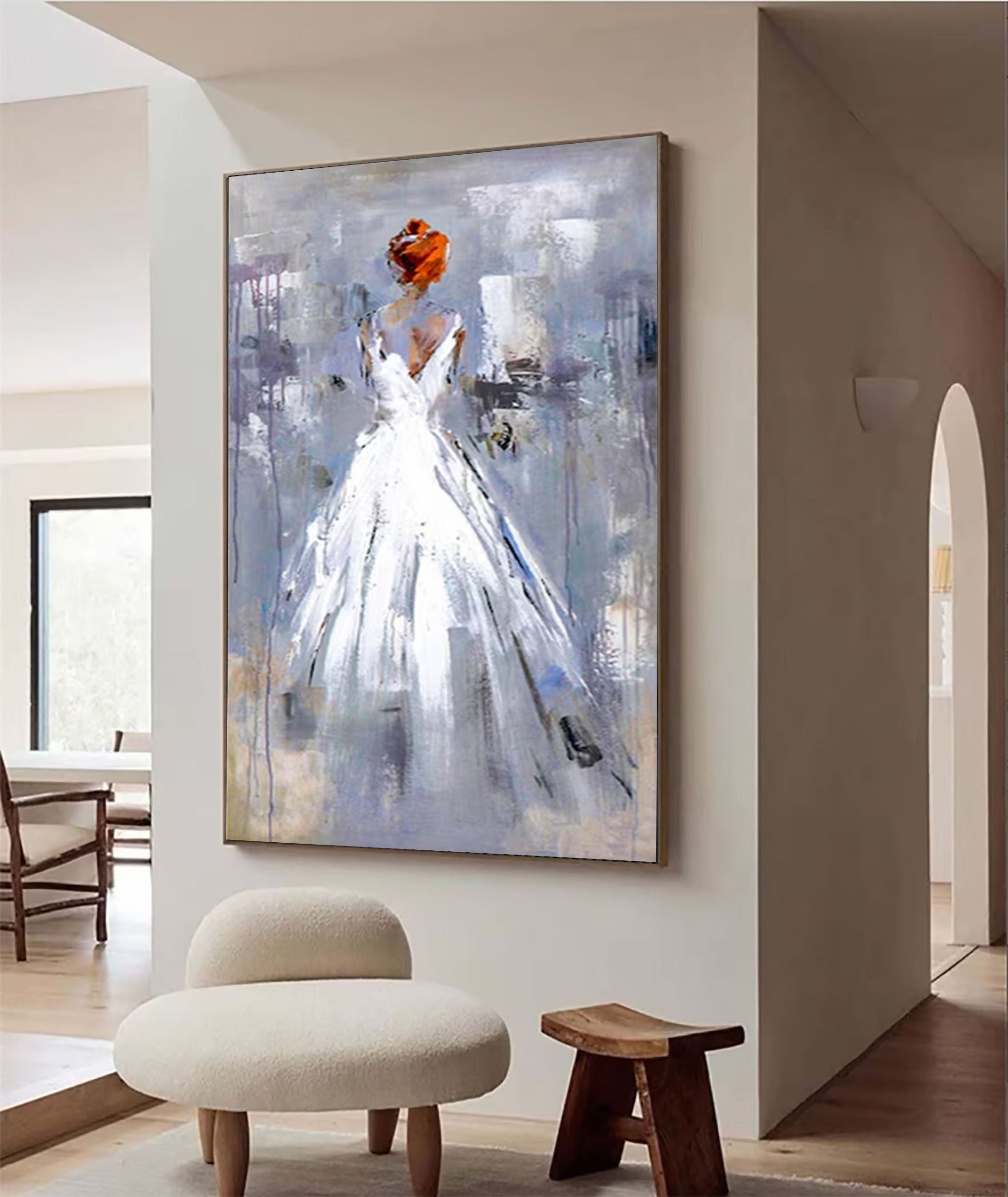 Abstract Wedding Dress Painting Modern Hand-Painted Wall Art #APP 015