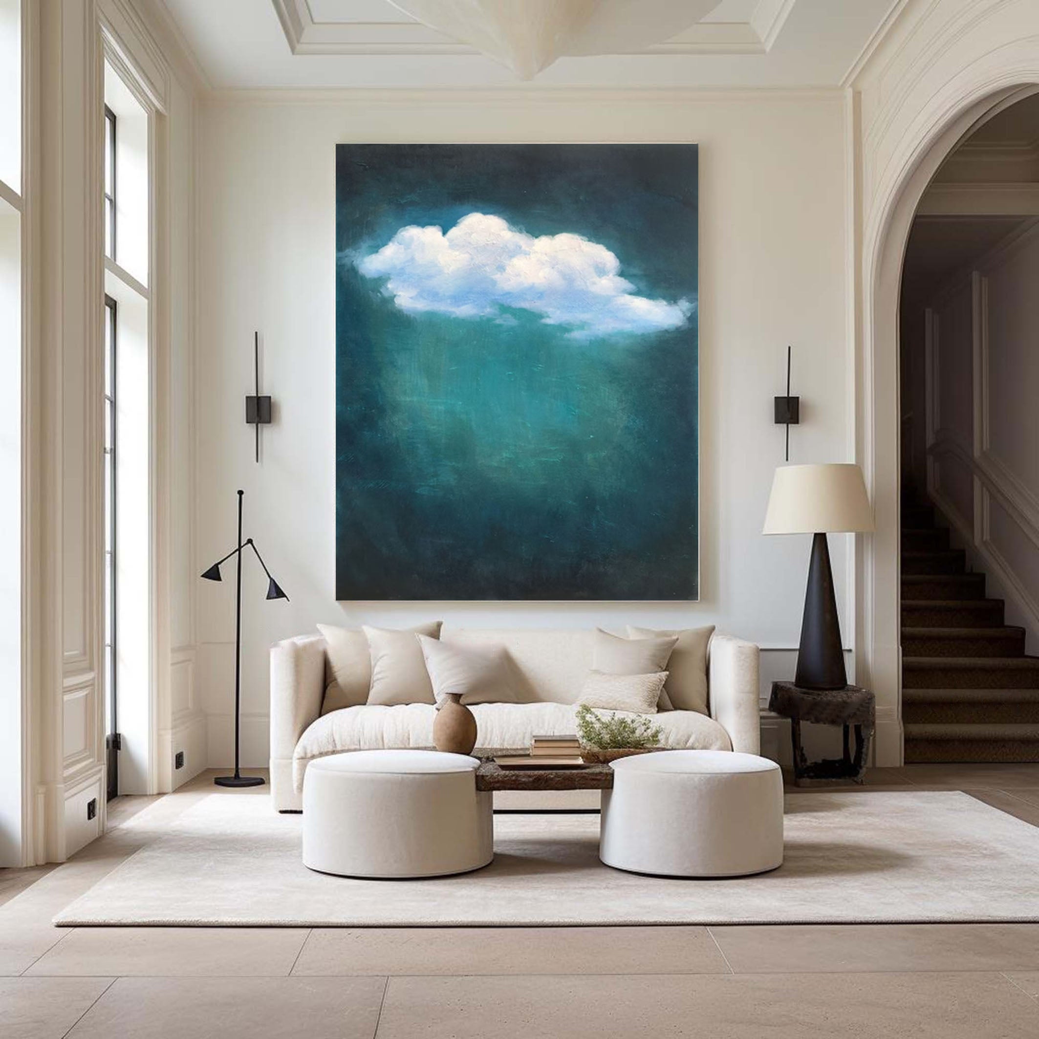 Celestial Serenity Large Abstract Cloud Painting #OS 055