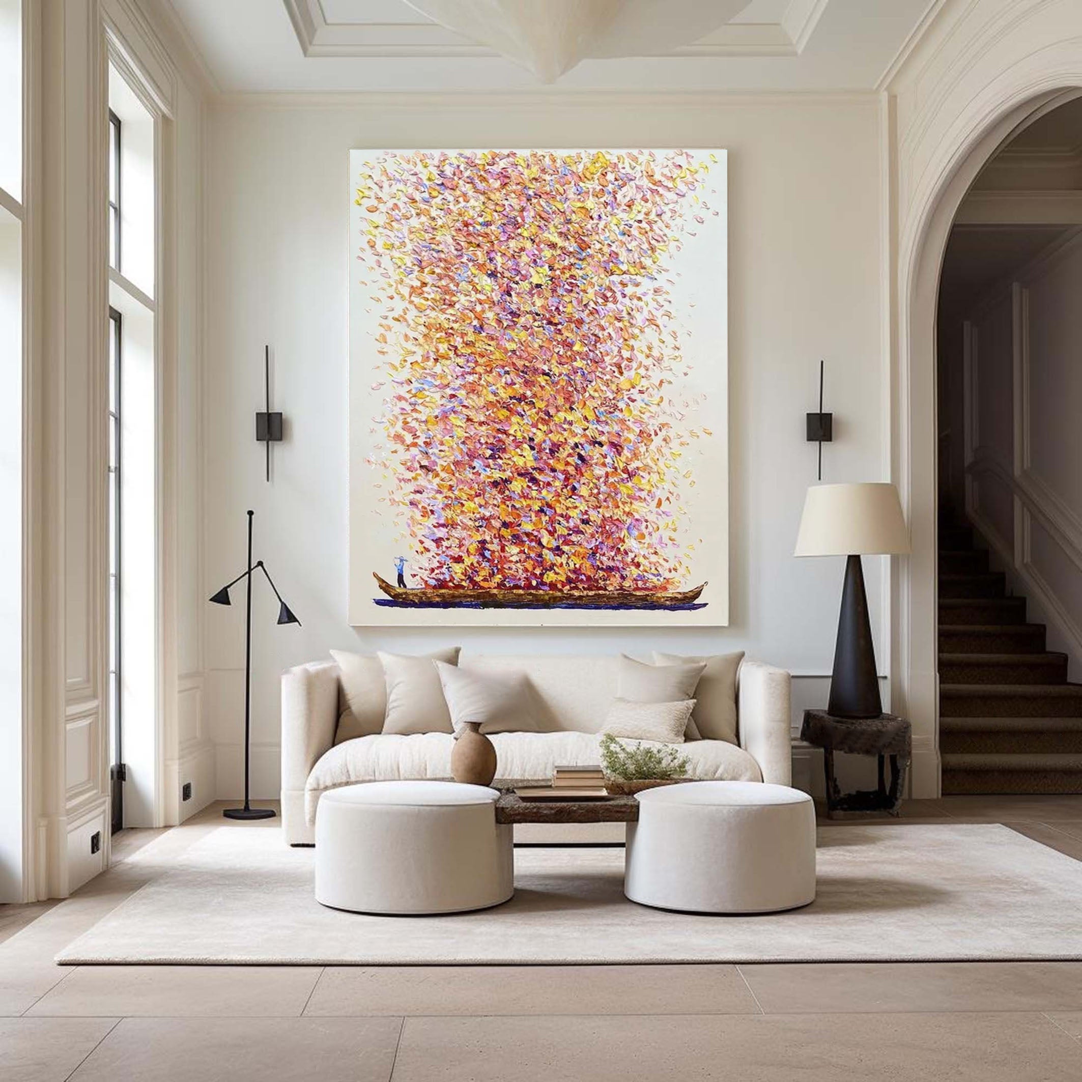 Explosion of Fall Colors Painting Bold and Bright Abstract Wall Art #AP 046