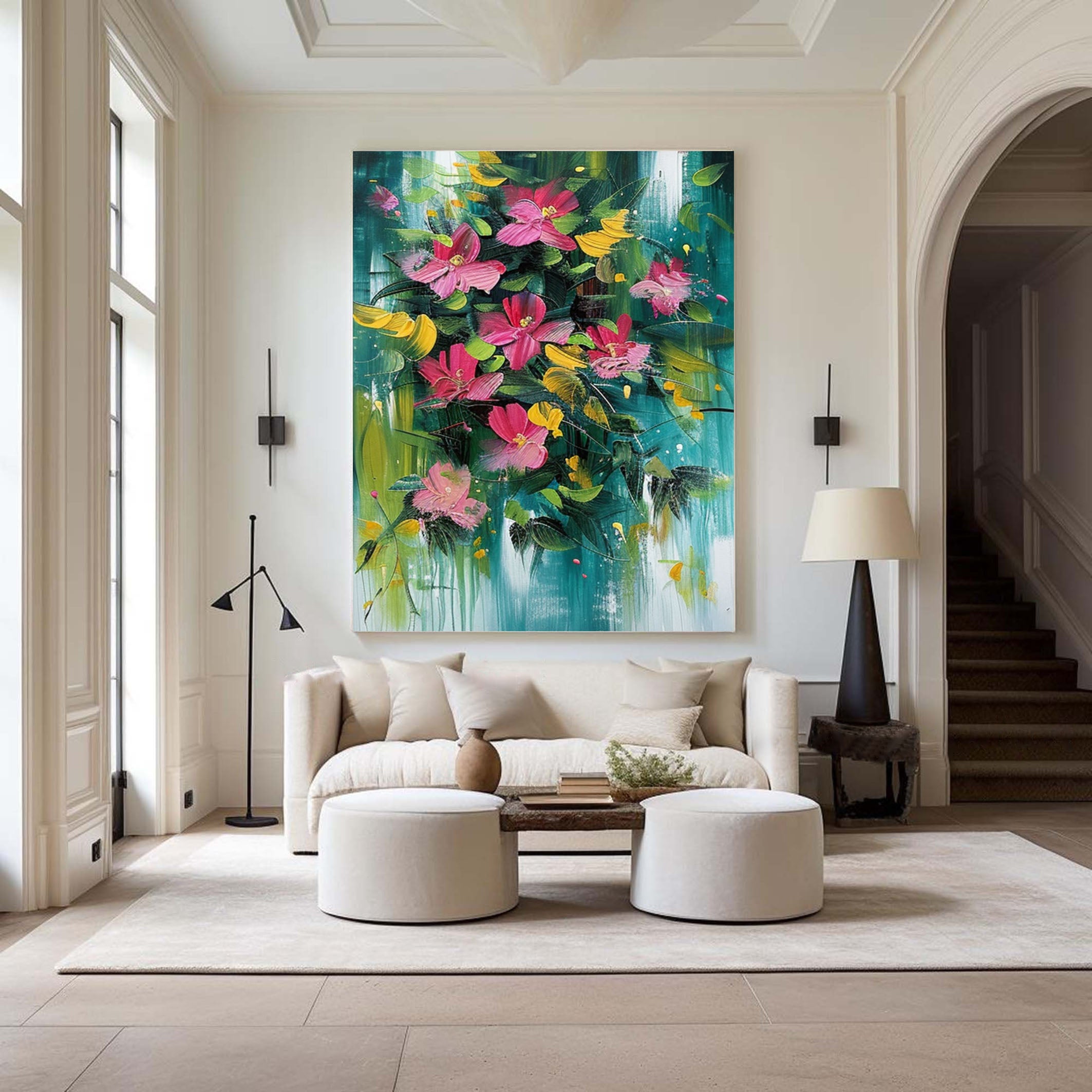 Vibrant Garden Floral Wall Art Modern Abstract Flowers #FT 005