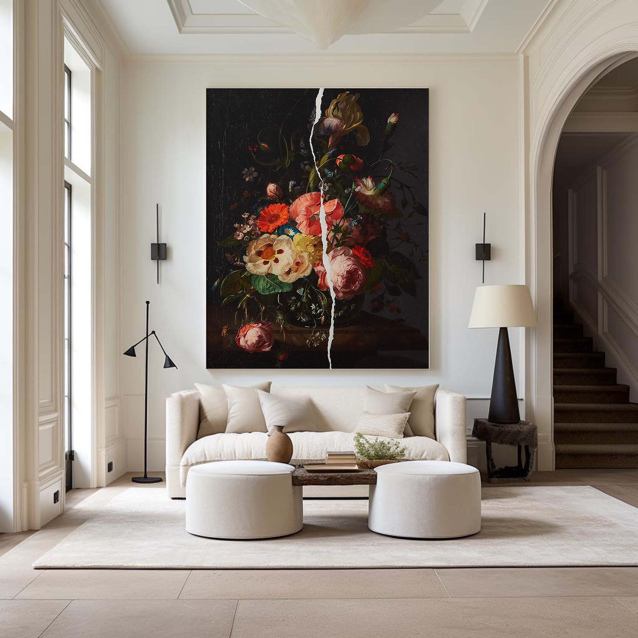 Dark Floral Oil Painting for Modern Homes #FT 059