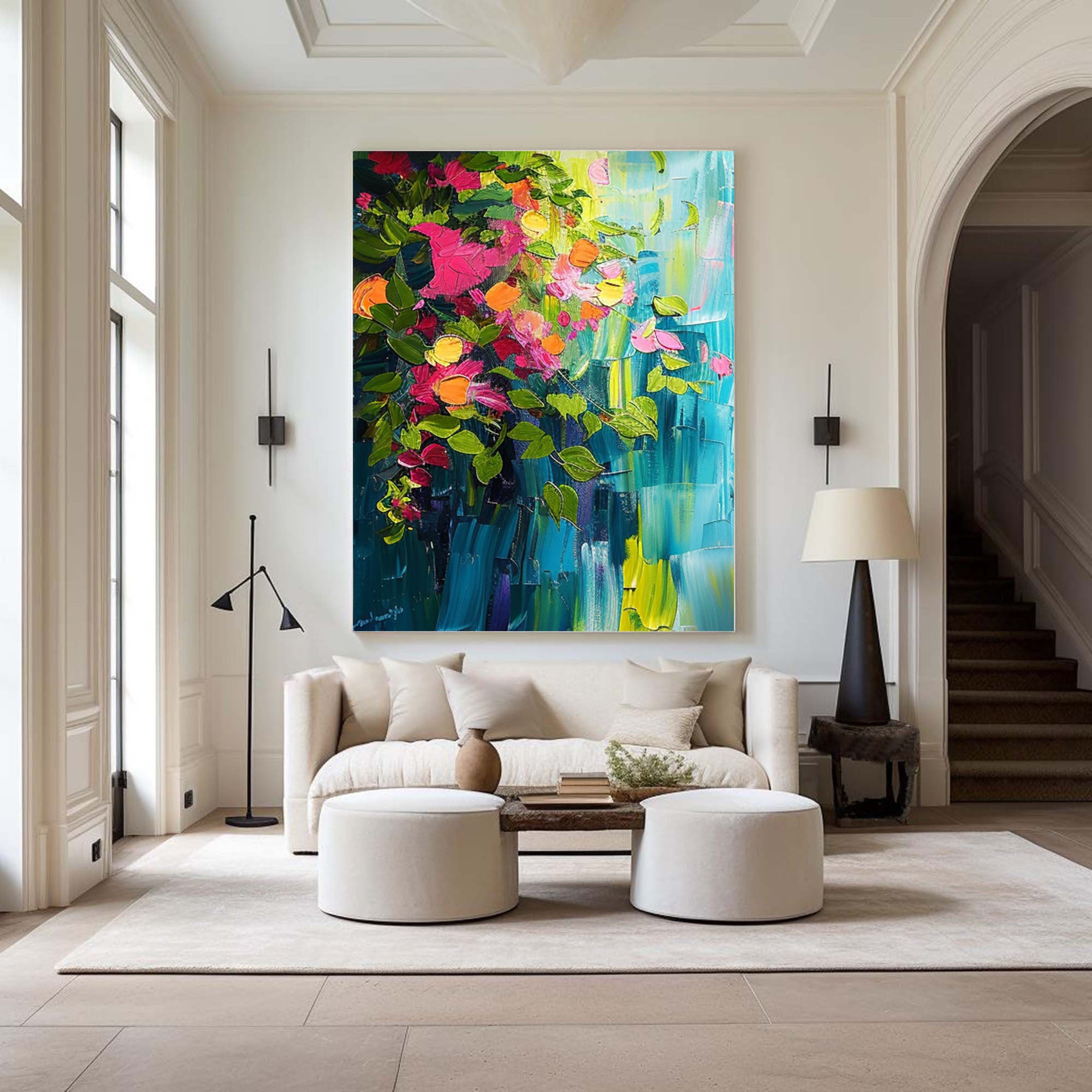 Vibrant Garden Floral Wall Art Modern Abstract Flowers #FT 006