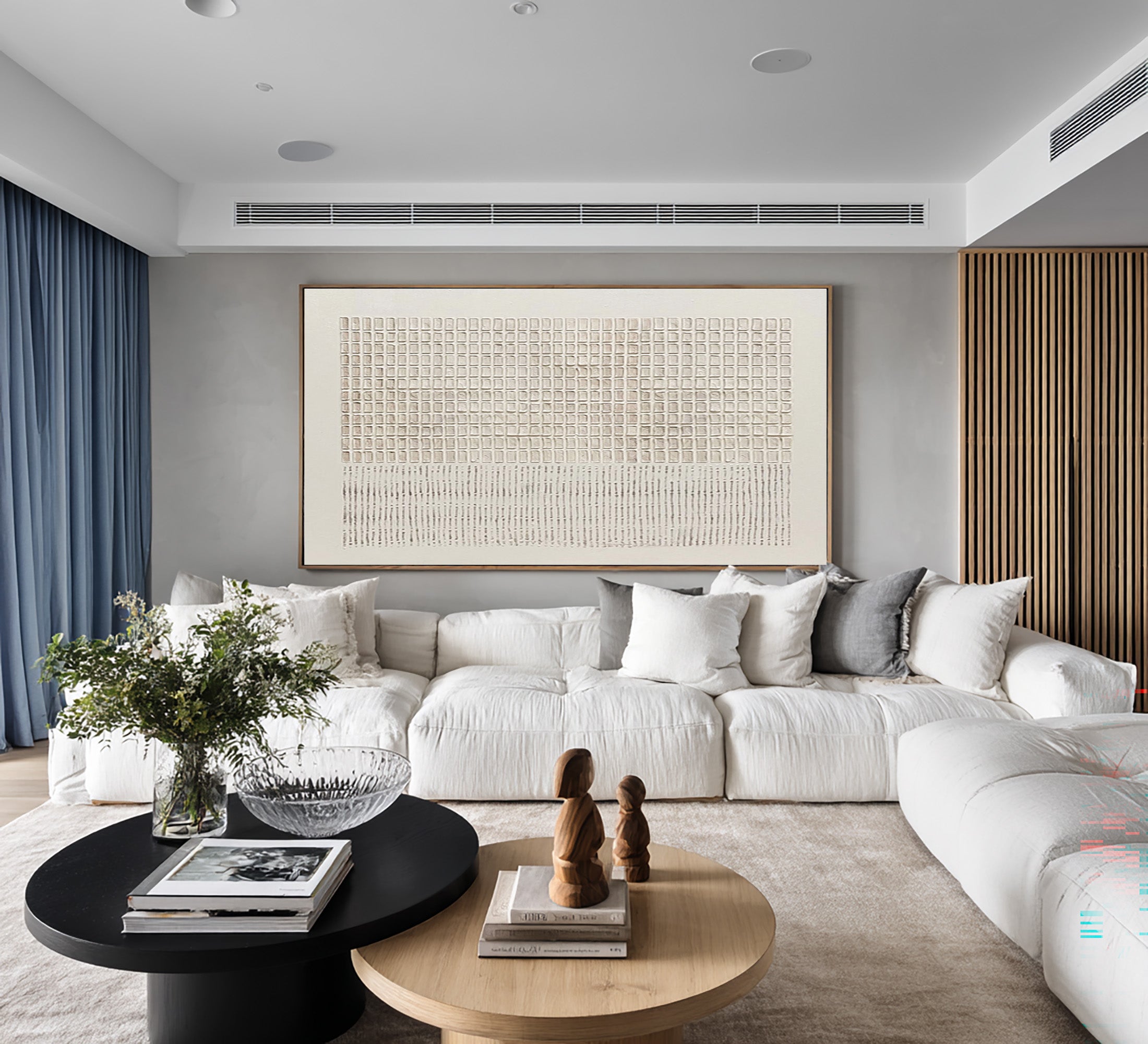 Large Geometric Relief Canvas Art Neutral Modern Luxury Wall Decor| KeiraArt 