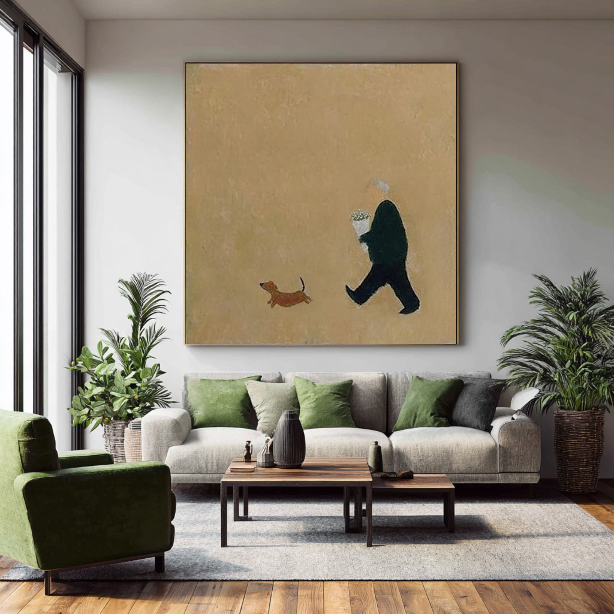 Dog Walk Large Figure Canvas | KeiraArt #CZ 022