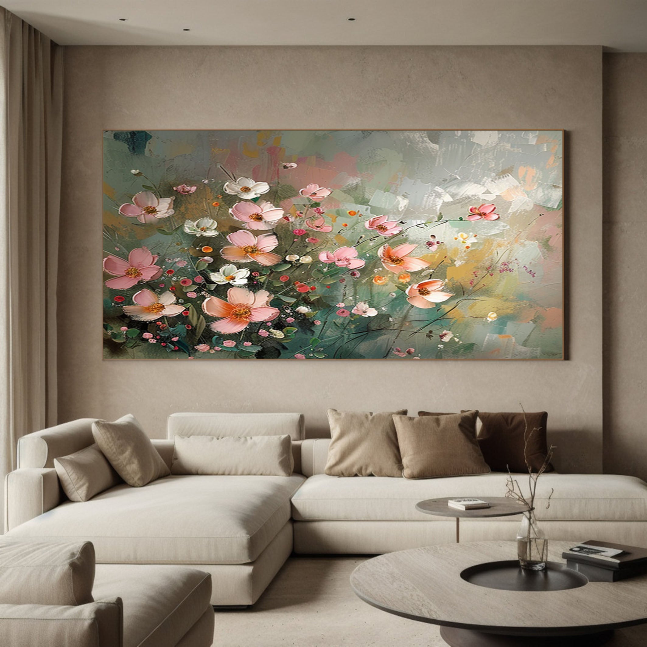 Summer Flowers Abstract Painting Bright Wall Decor #FT 012