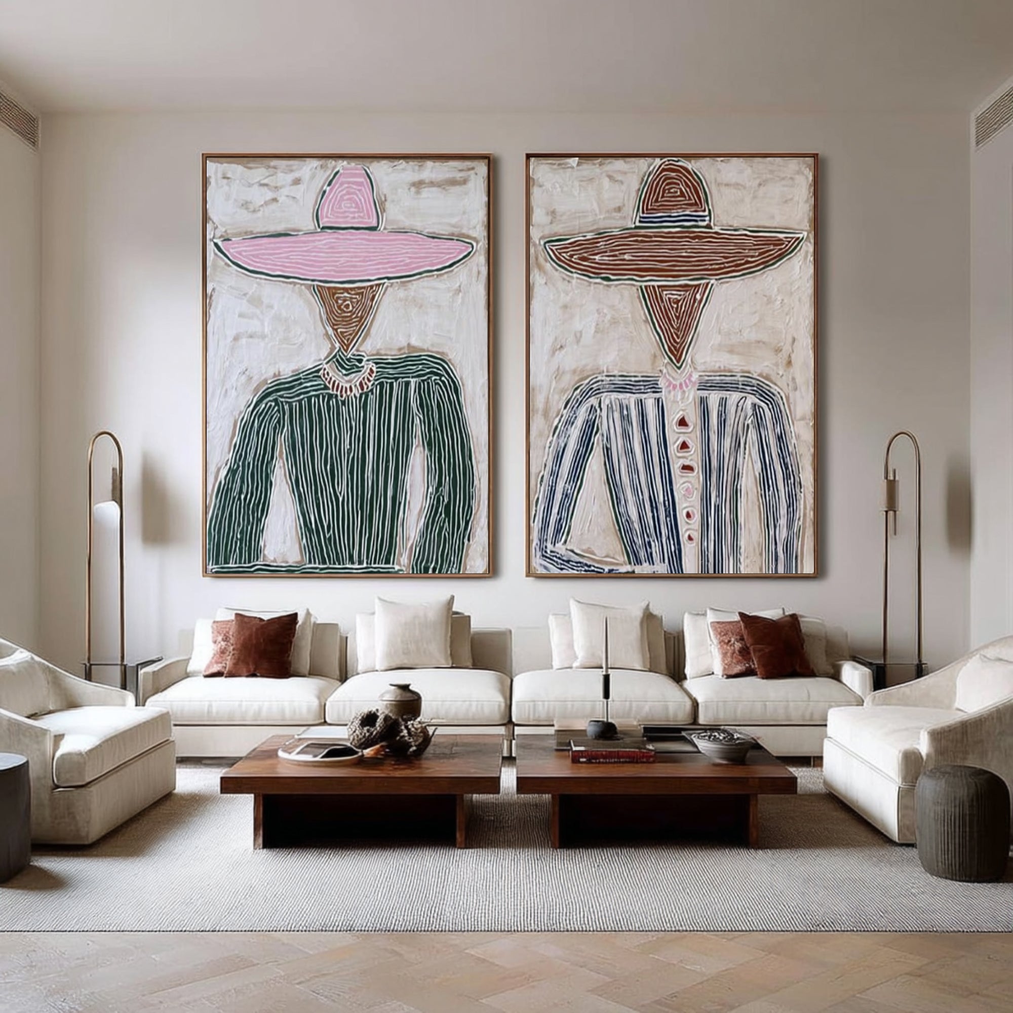 Oversized Contemporary Couple Canvas Art Minimalist Figurative Painting | KeiraArt
