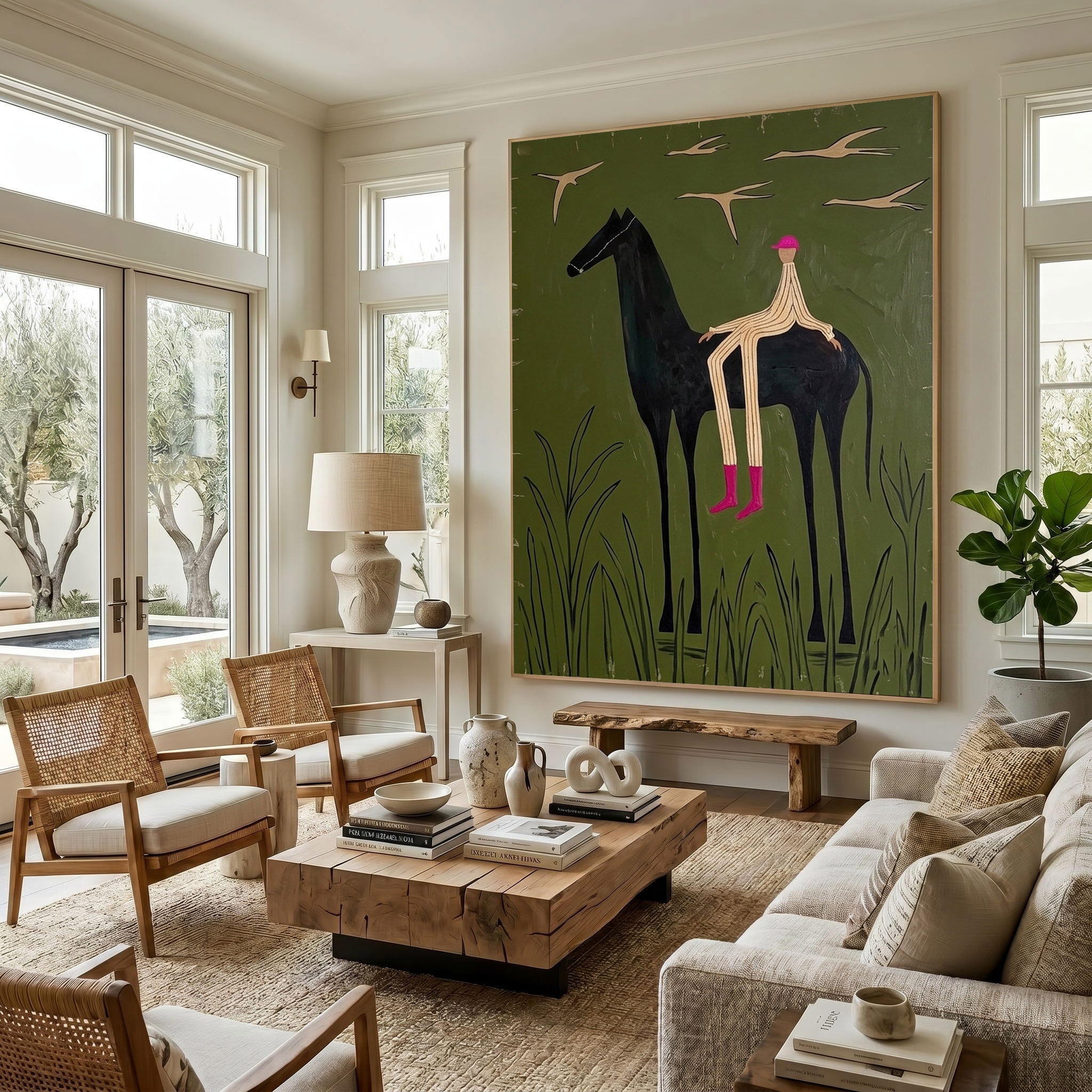 Large Cowboy Horse Wall Art Contemporary Western Figurative Painting