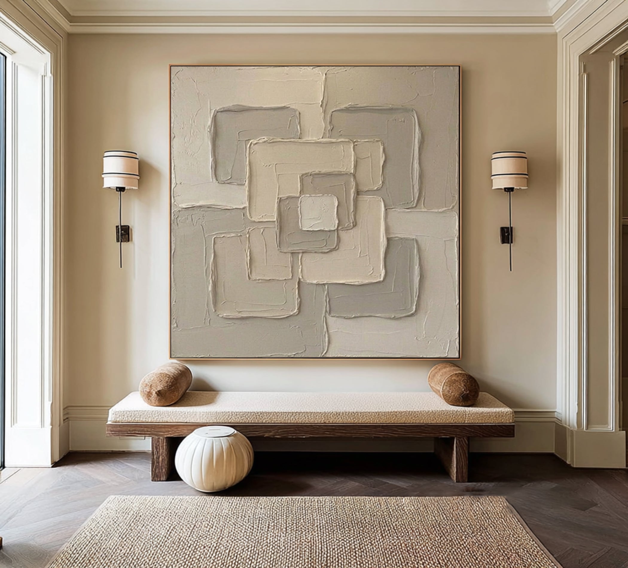 Large Infinite Connection Wall Art Neutral Sculptural Painting 