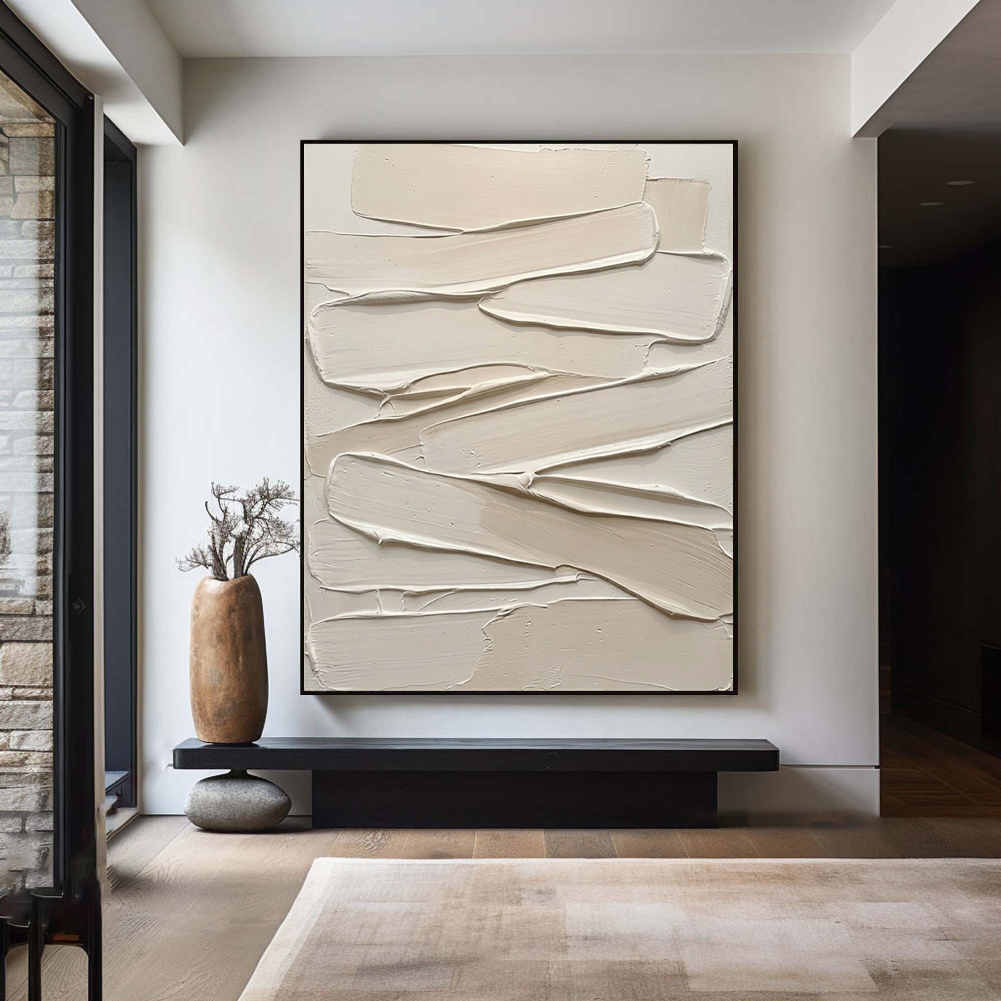 Large Modern Relief Texture Canvas Art Neutral Abstract Decor