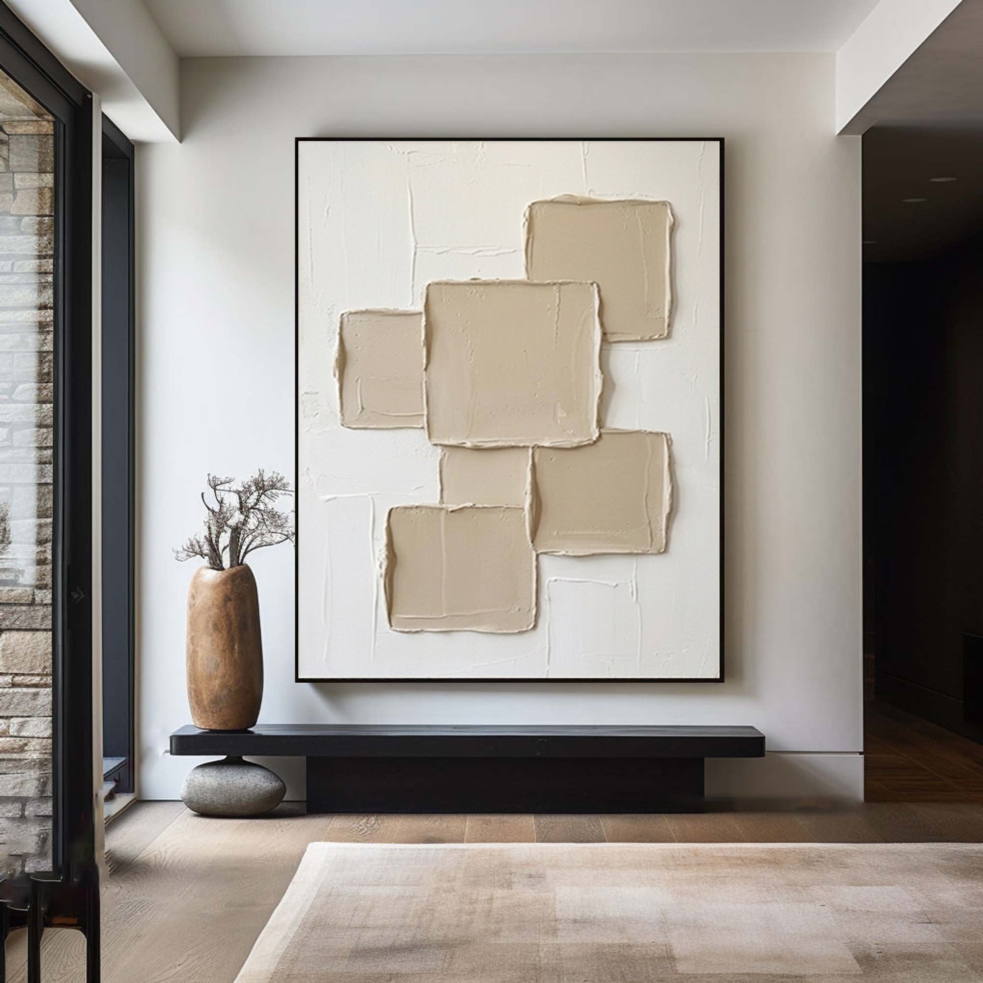Large Architectural Relief Wall Art Modern Neutral Canvas Painting