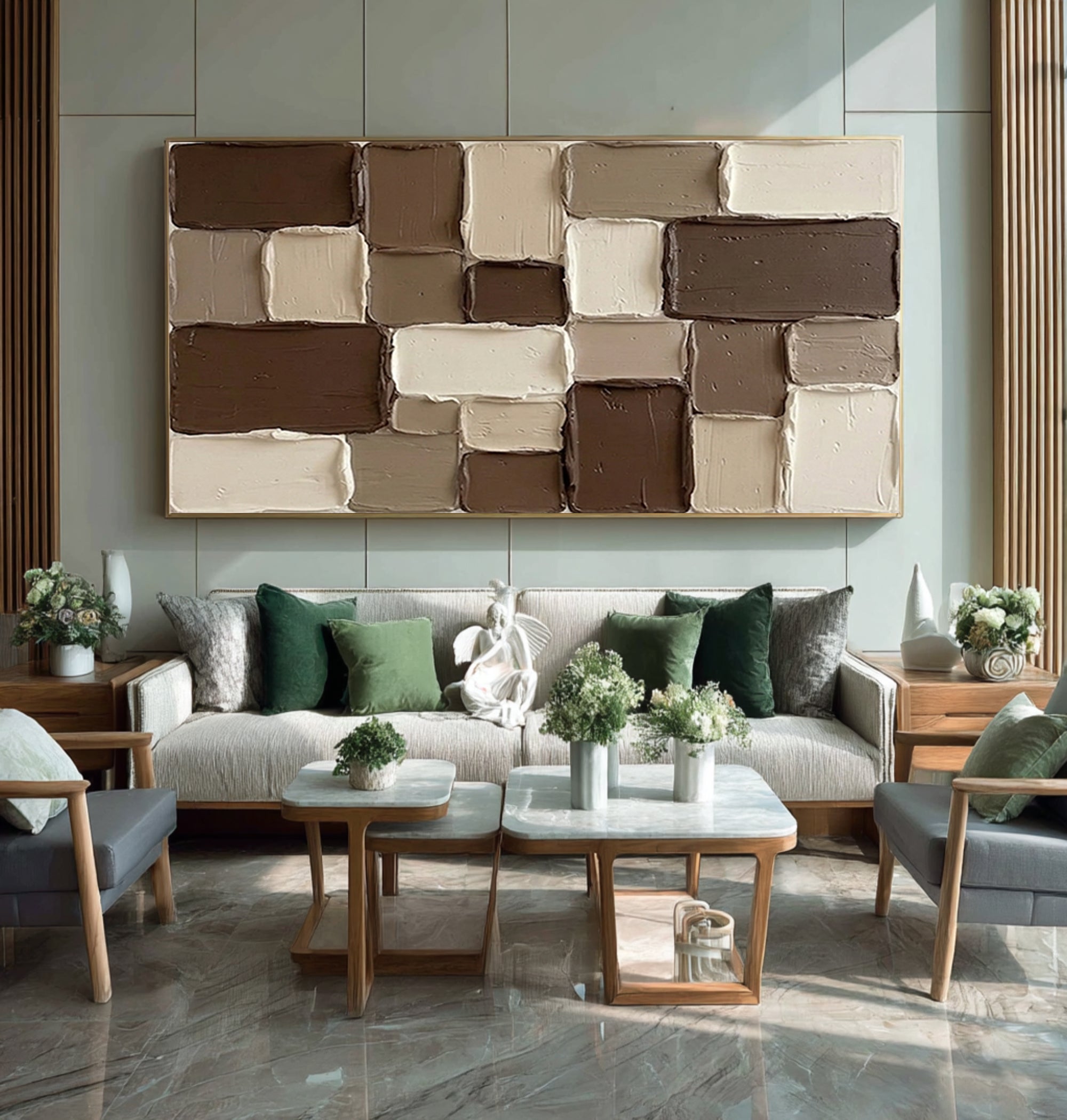 Large Neutral Block Texture Painting Contemporary Wall Art | KeiraArt