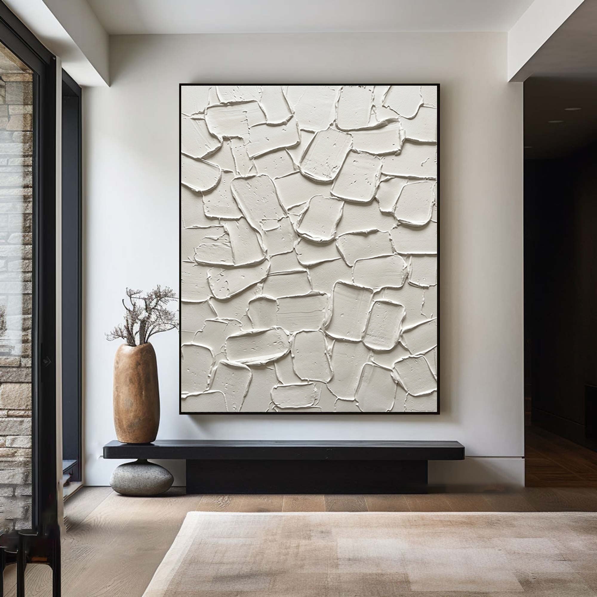 Large Neutral Textured Canvas Art Contemporary Minimalist Painting 