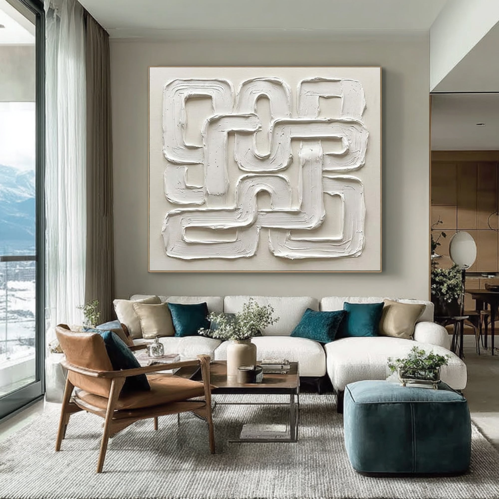 Large Architectural Flow Wall Art Neutral Sculptural Painting