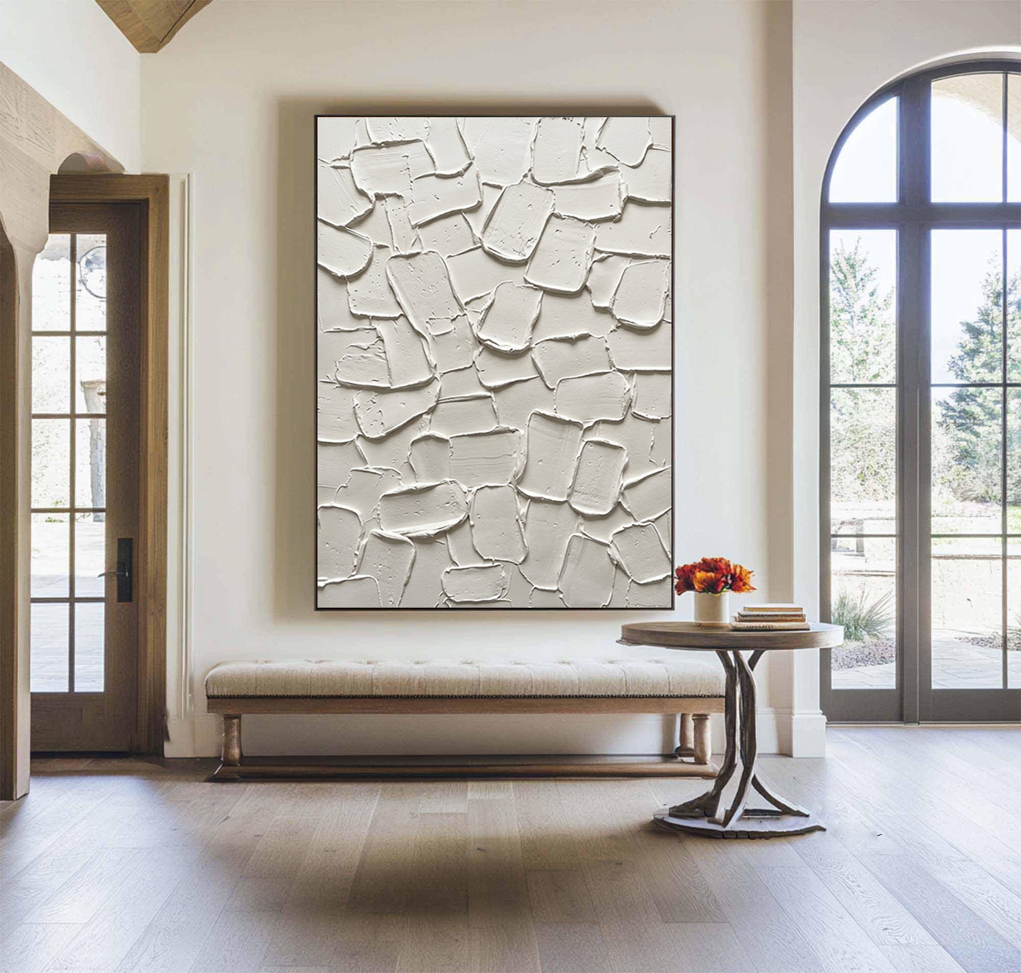 Large Neutral Textured Canvas Art Contemporary Minimalist Painting 
