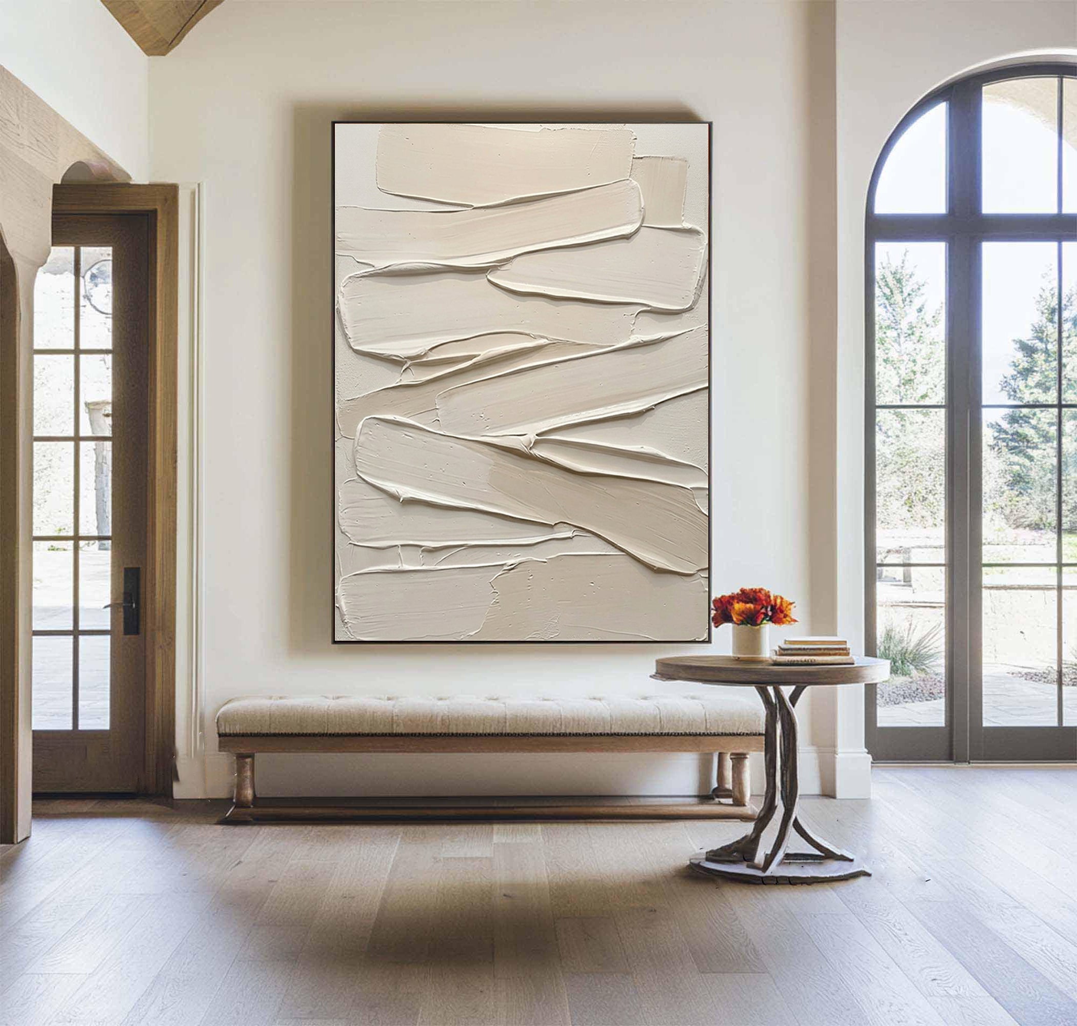 Large Modern Relief Texture Canvas Art Neutral Abstract Decor