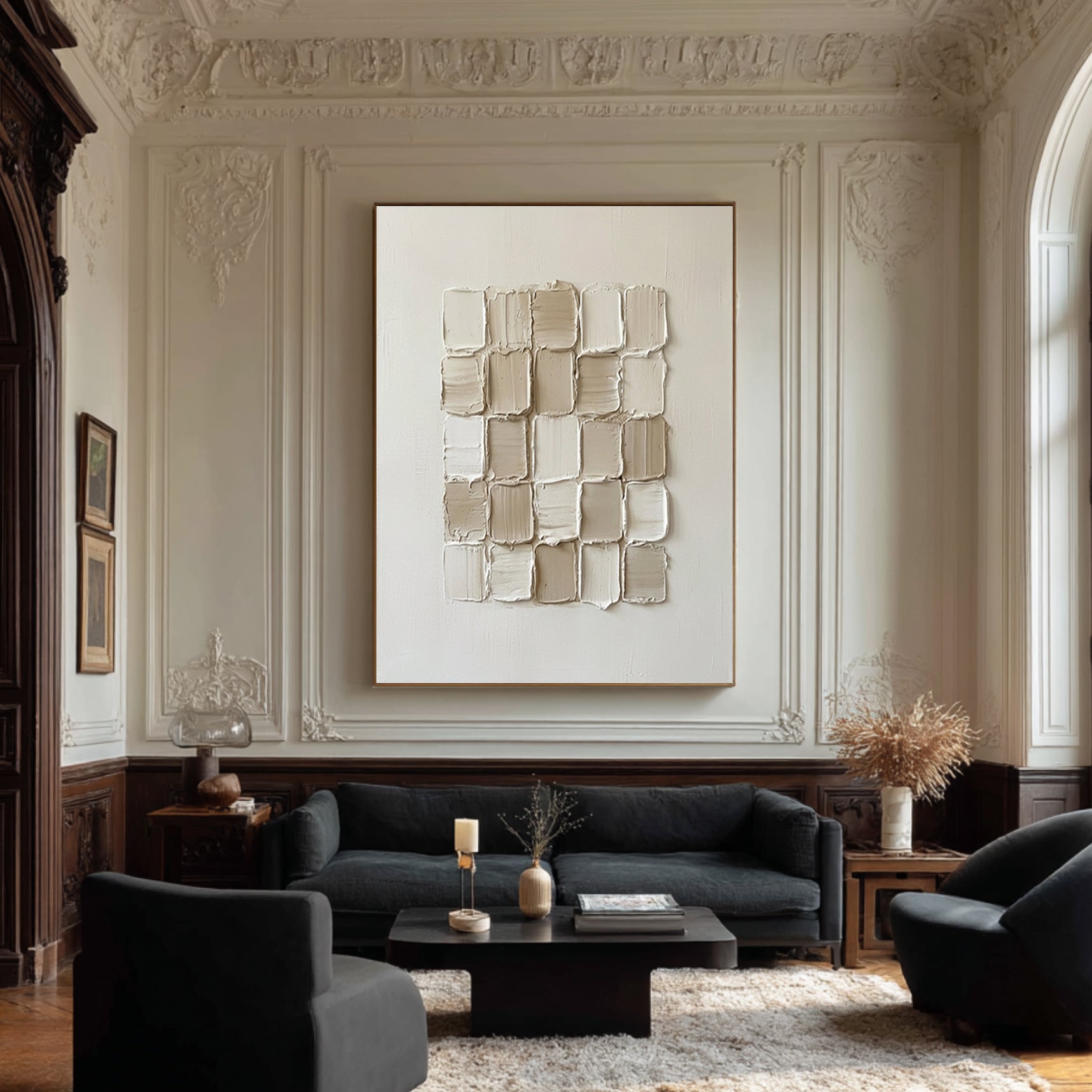 Large Neutral Sculptural Texture Painting Modern Minimalist Wall Art