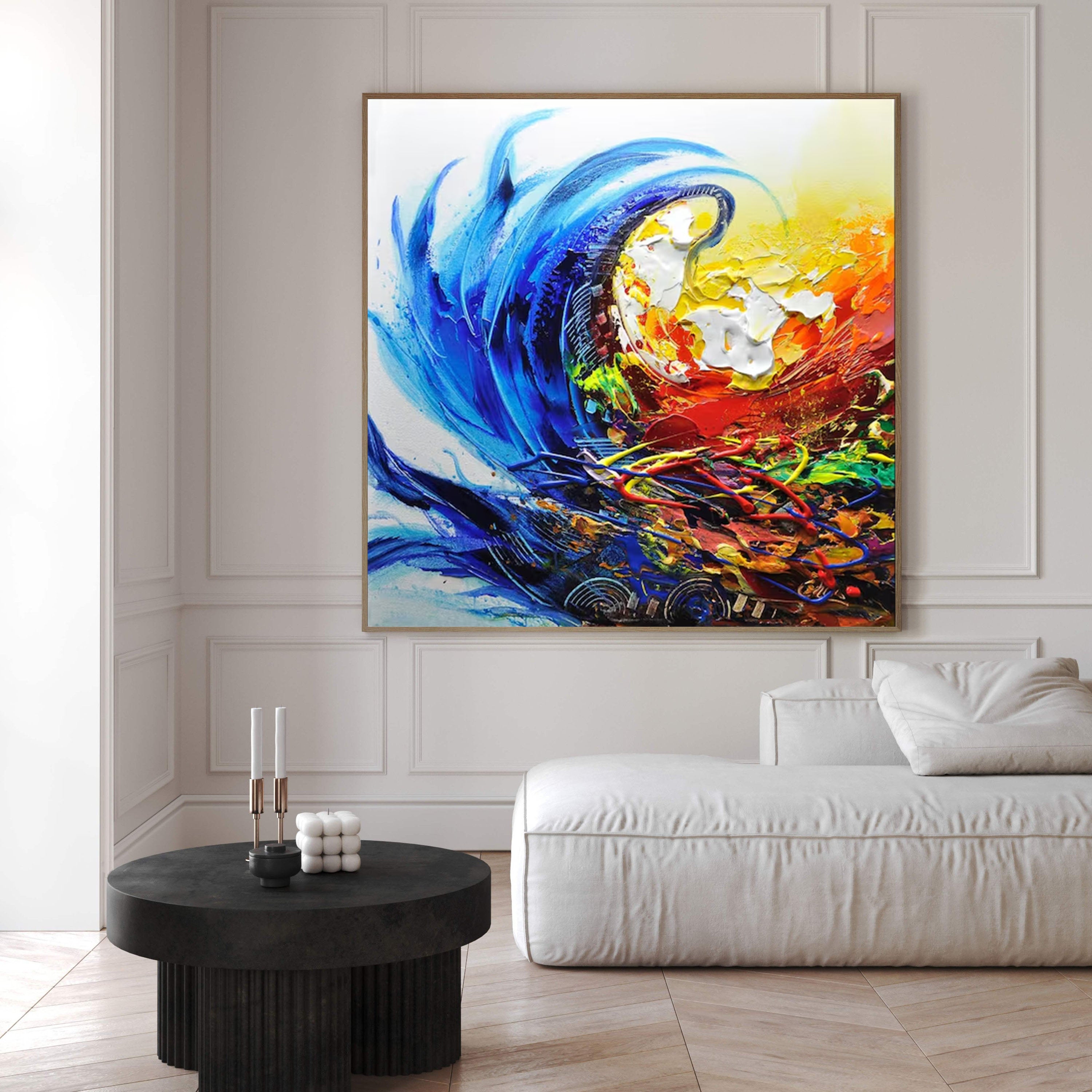 Blue Surge Abstract Expressionist Art on Canvas #AP 036