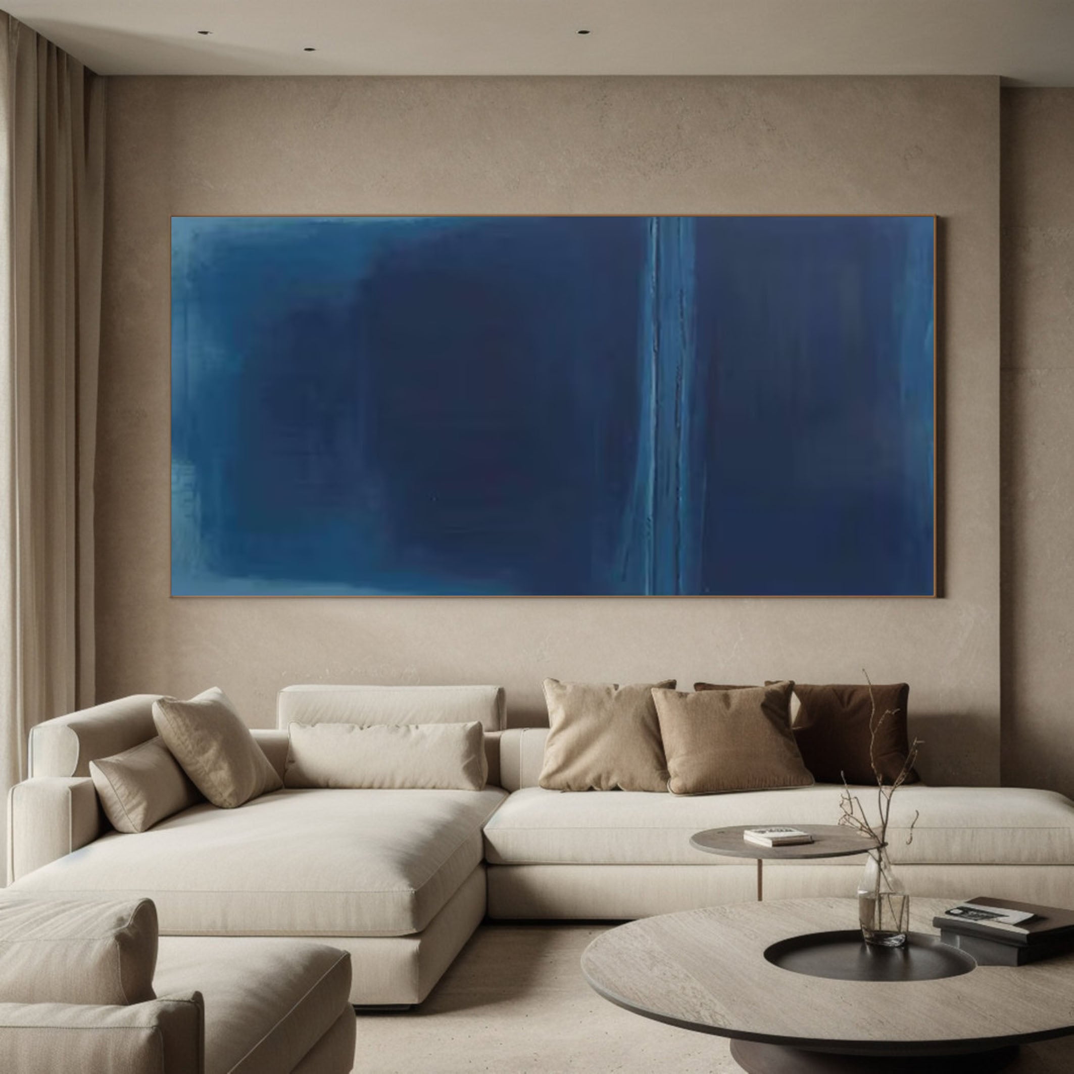 Mystic Depths Large Blue Abstract Canvas Art For Home Decor #AP 061