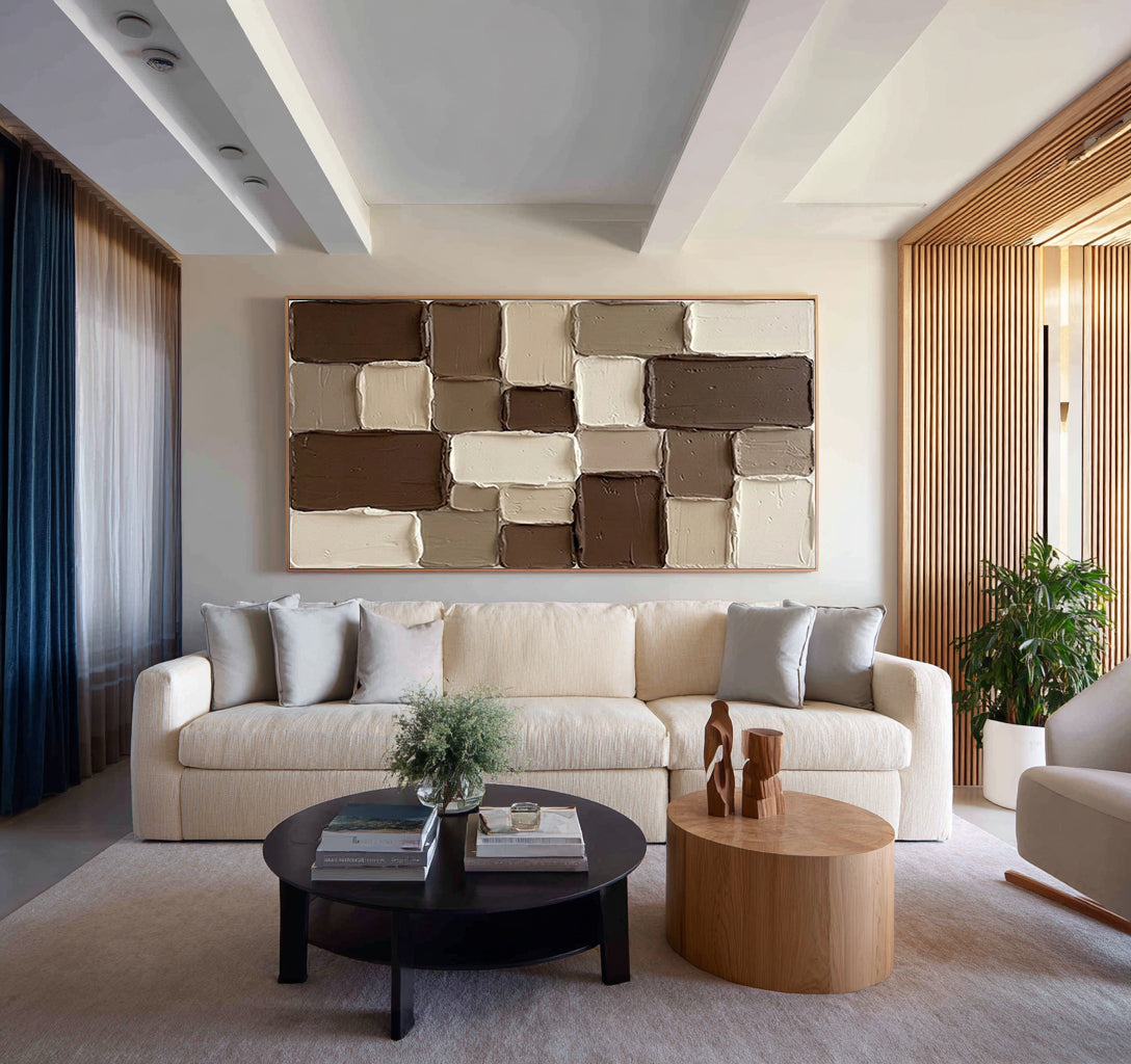 Large Neutral Block Texture Painting Contemporary Wall Art | KeiraArt