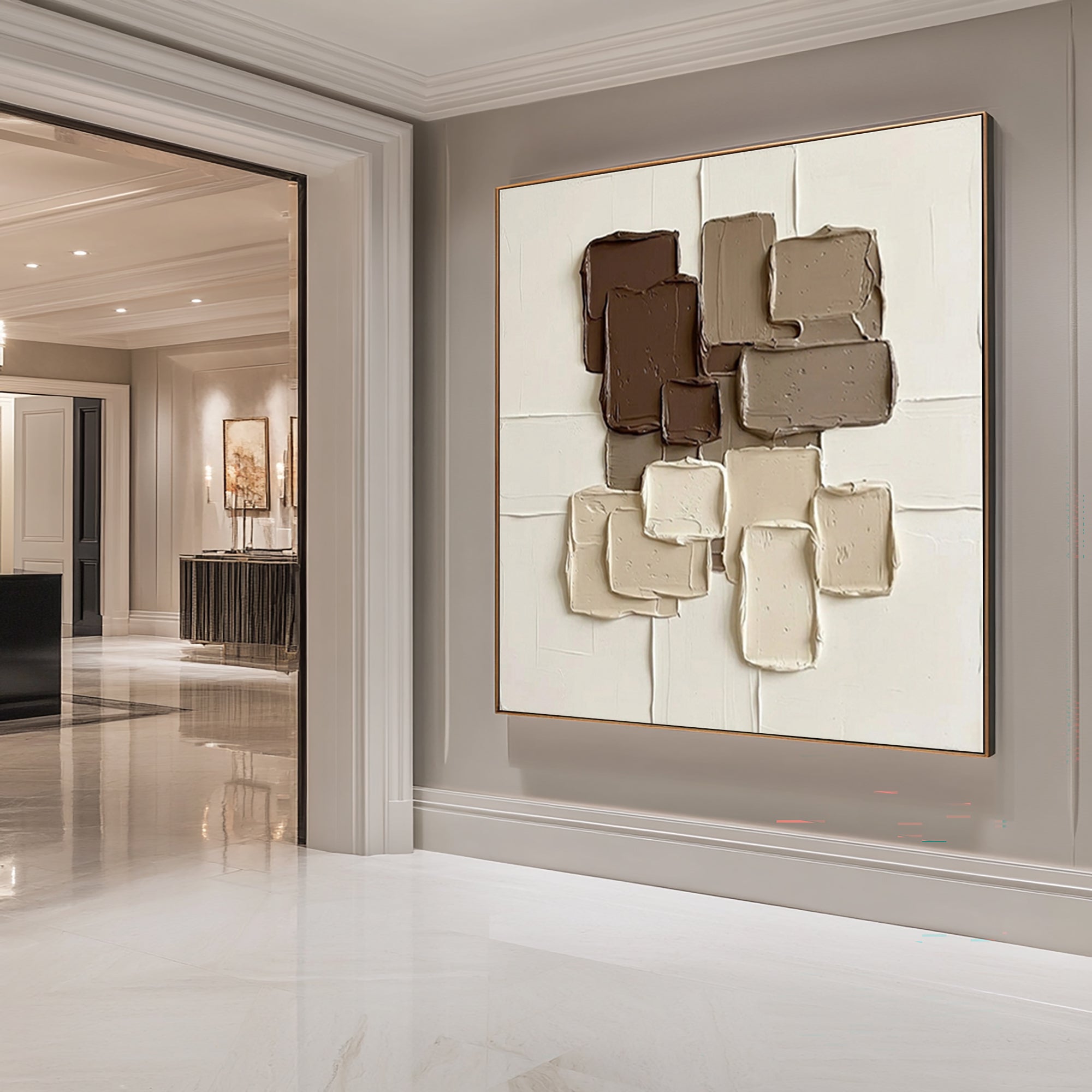 Large Mocha Relief Composition Wall Art Contemporary Neutral Painting