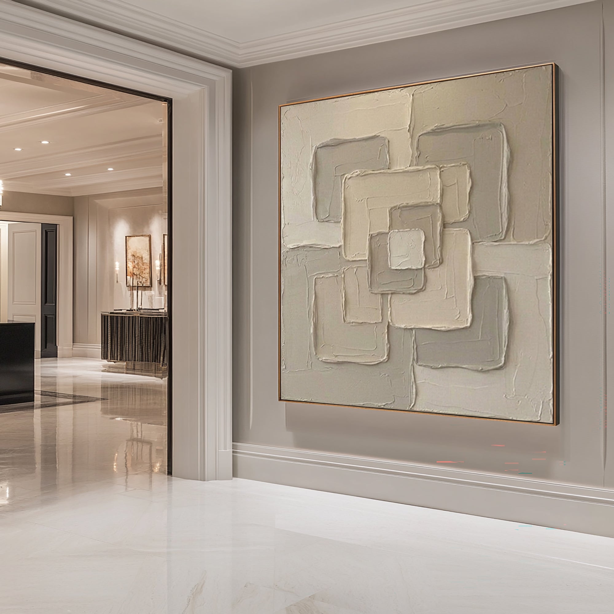 Large Infinite Connection Wall Art Neutral Sculptural Painting 