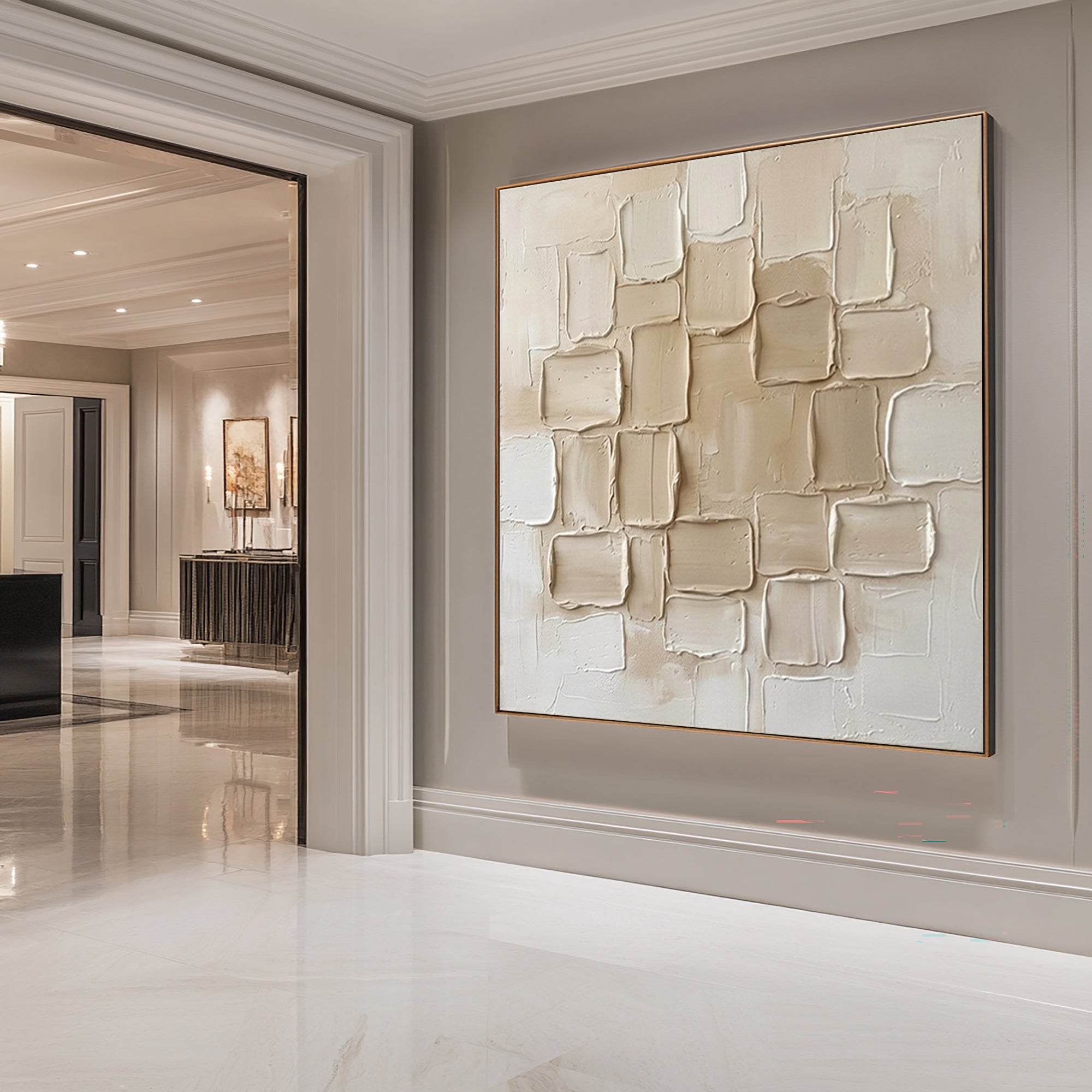 Large Quiet Geometry Composition Wall Art Neutral Contemporary Painting 