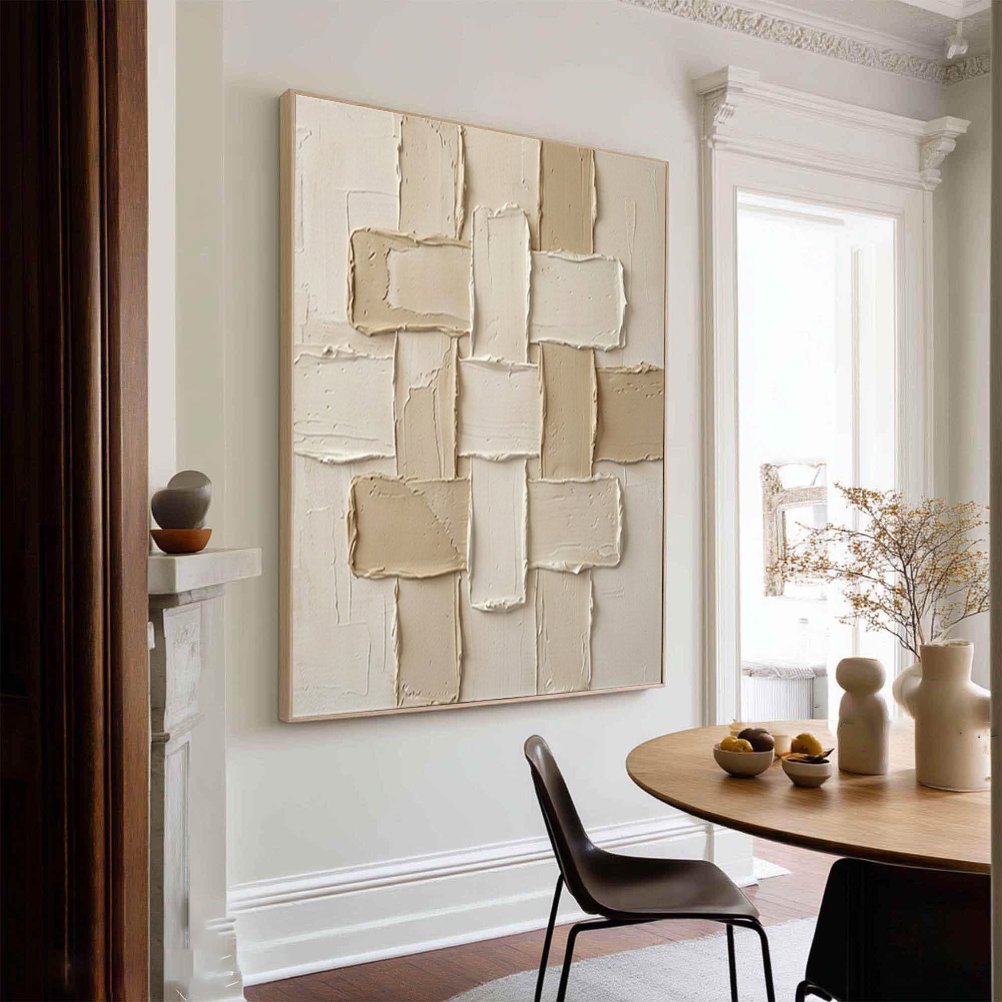 Large Architectural Textured Canvas Art Hand Painted Neutral Wall Decor 