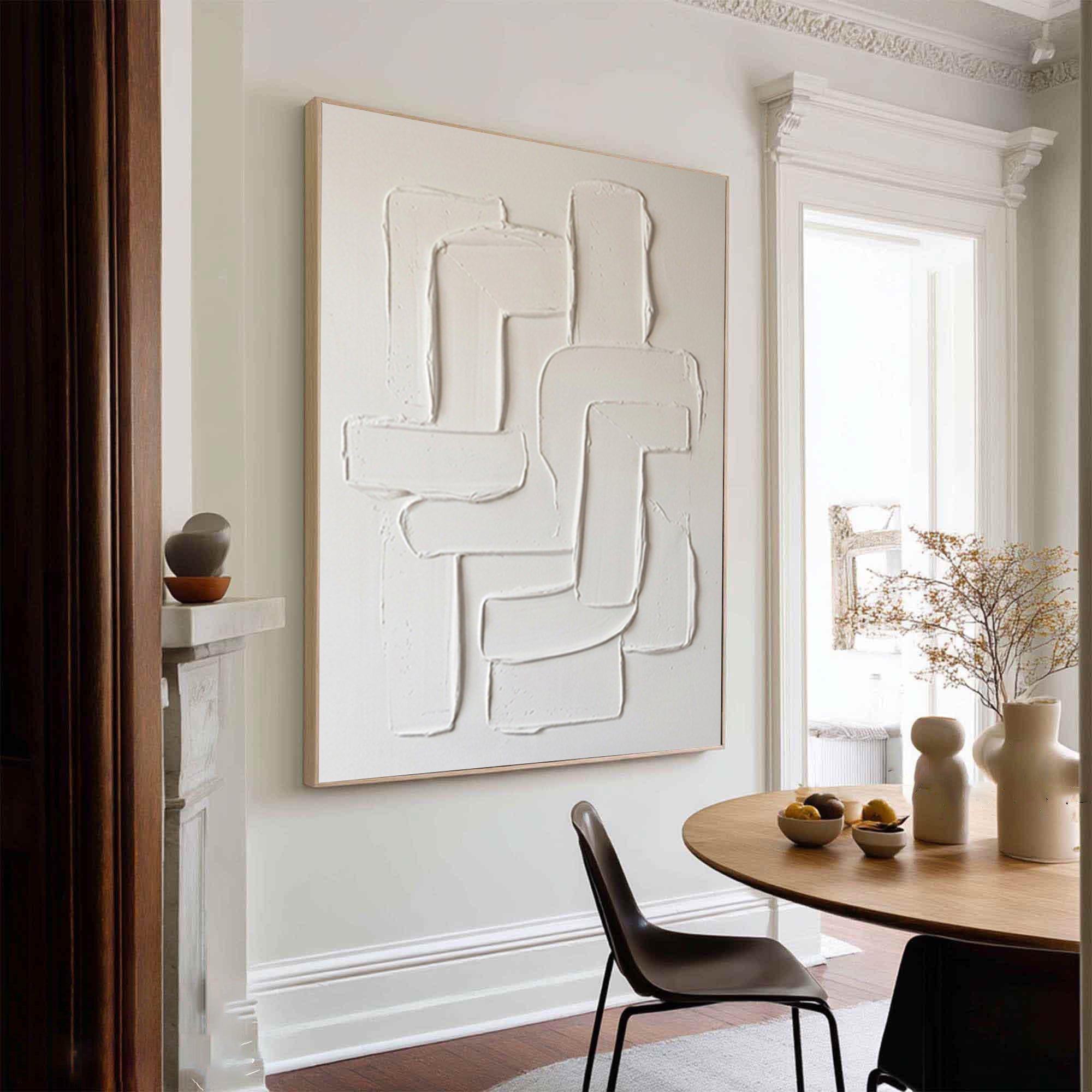Large Neutral Textured Canvas Art Contemporary Sculptural Wall Decor