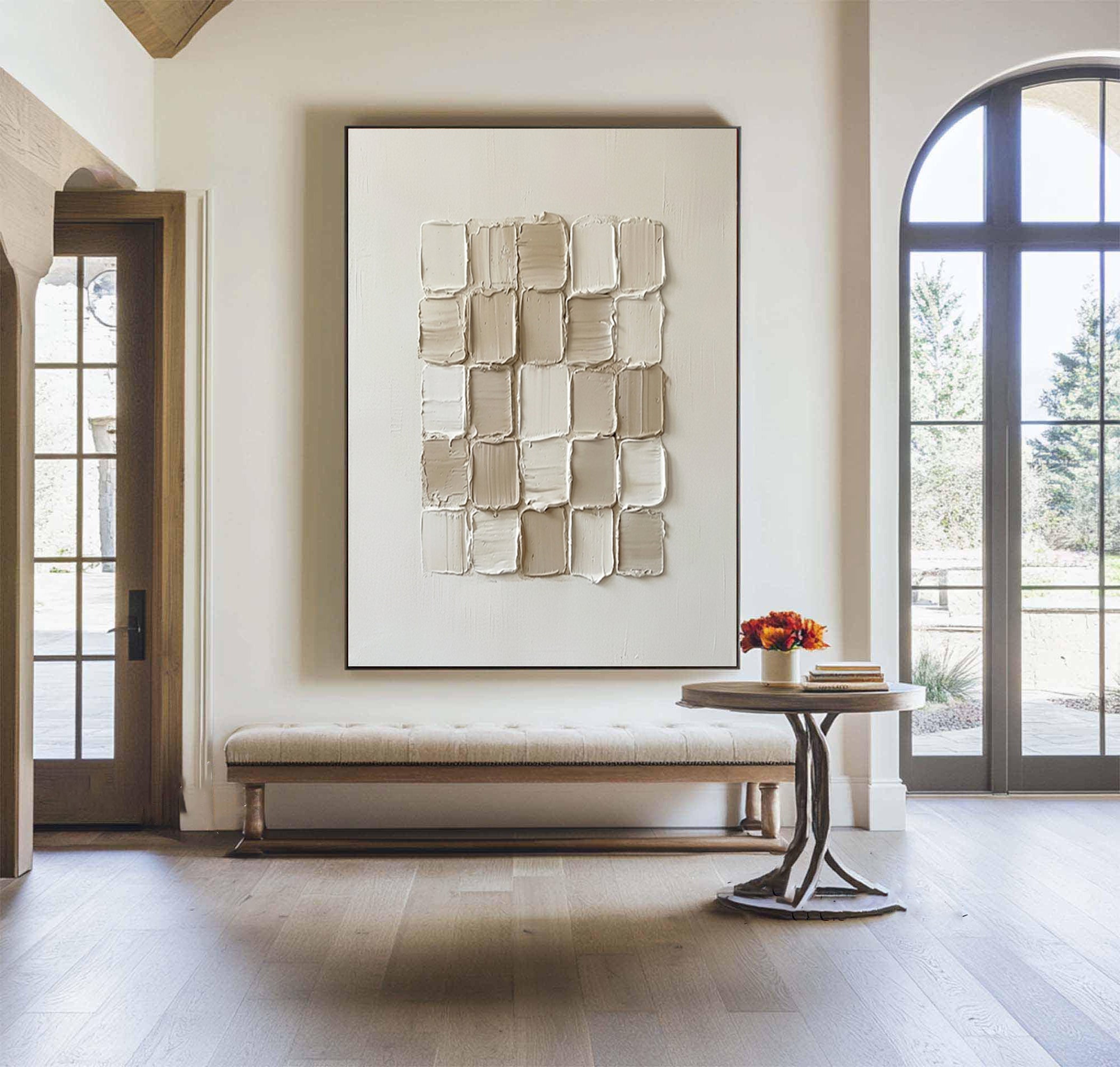 Large Neutral Sculptural Texture Painting Modern Minimalist Wall Art