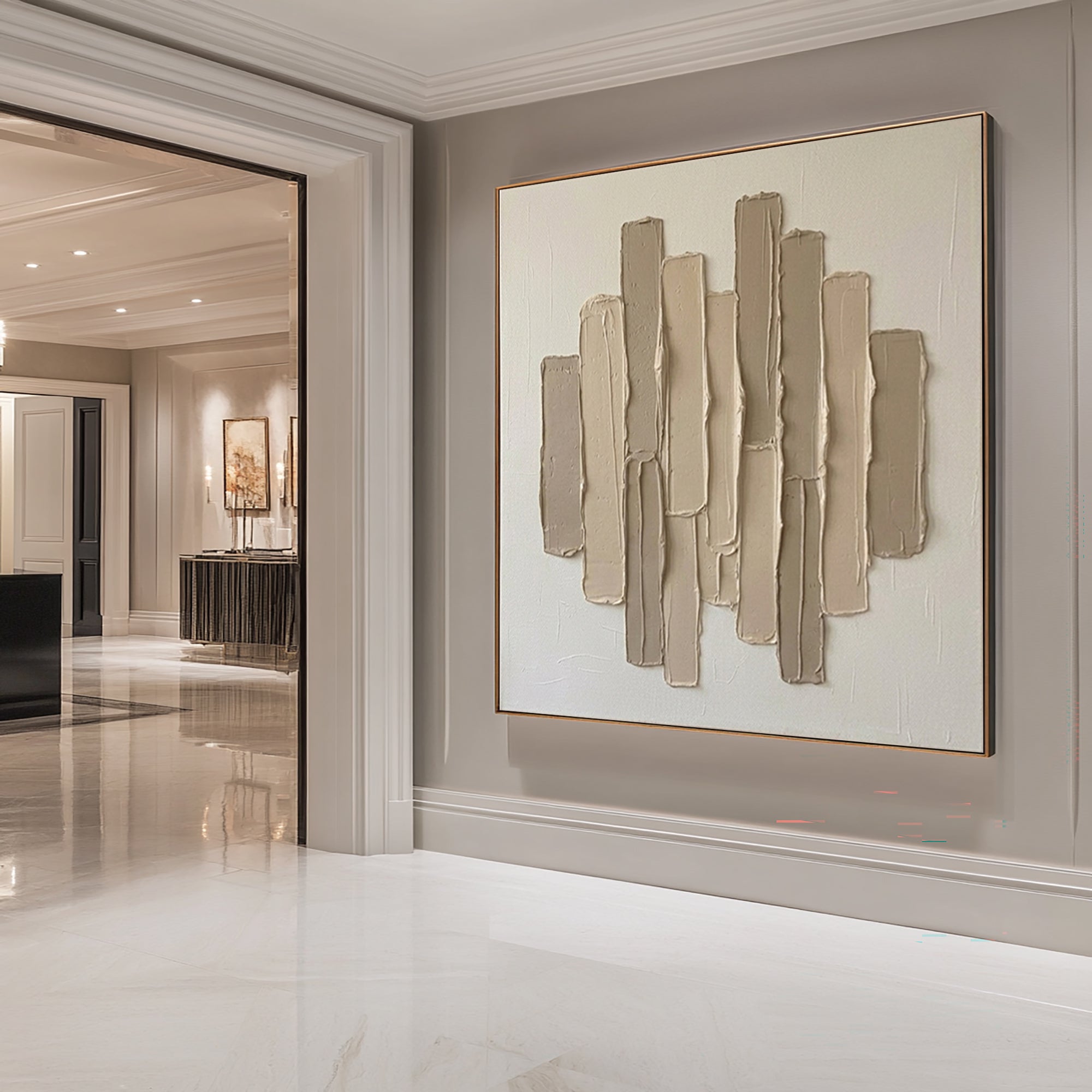 Large Vertical Rhythm Wall Art Contemporary Neutral Texture Painting