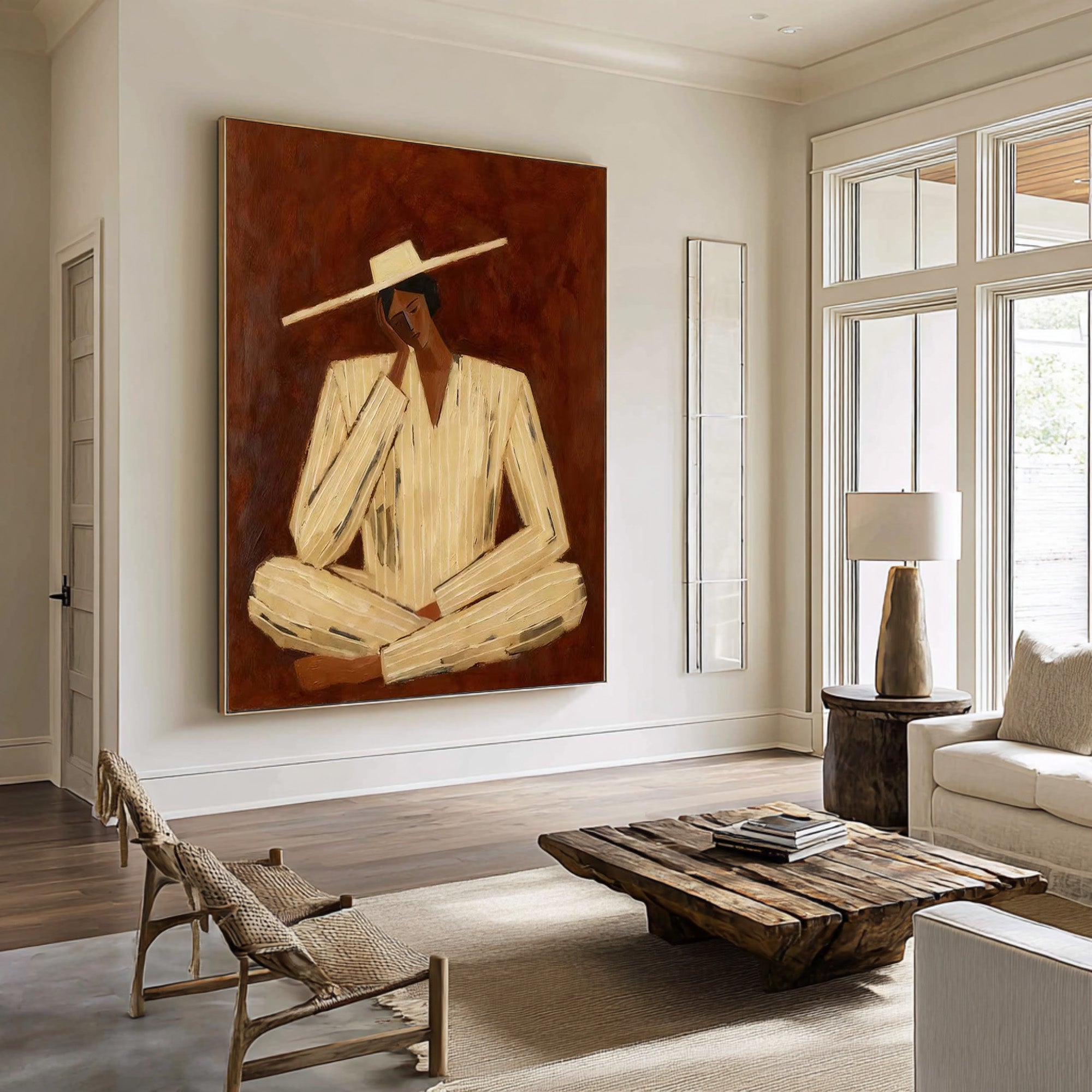Large Abstract Figure Wall Art Contemporary Neutral Portrait Painting