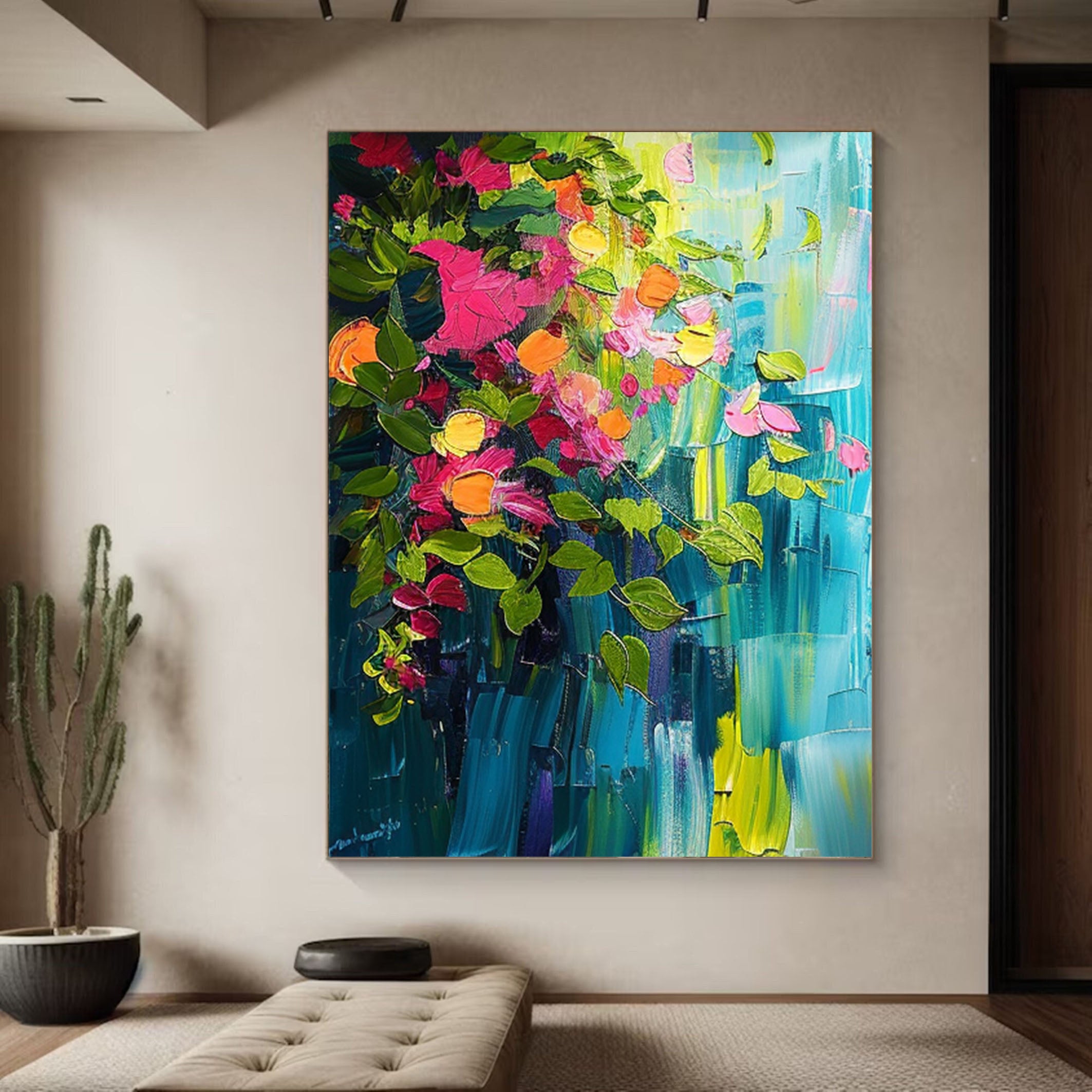 Vibrant Garden Floral Wall Art Modern Abstract Flowers #FT 006