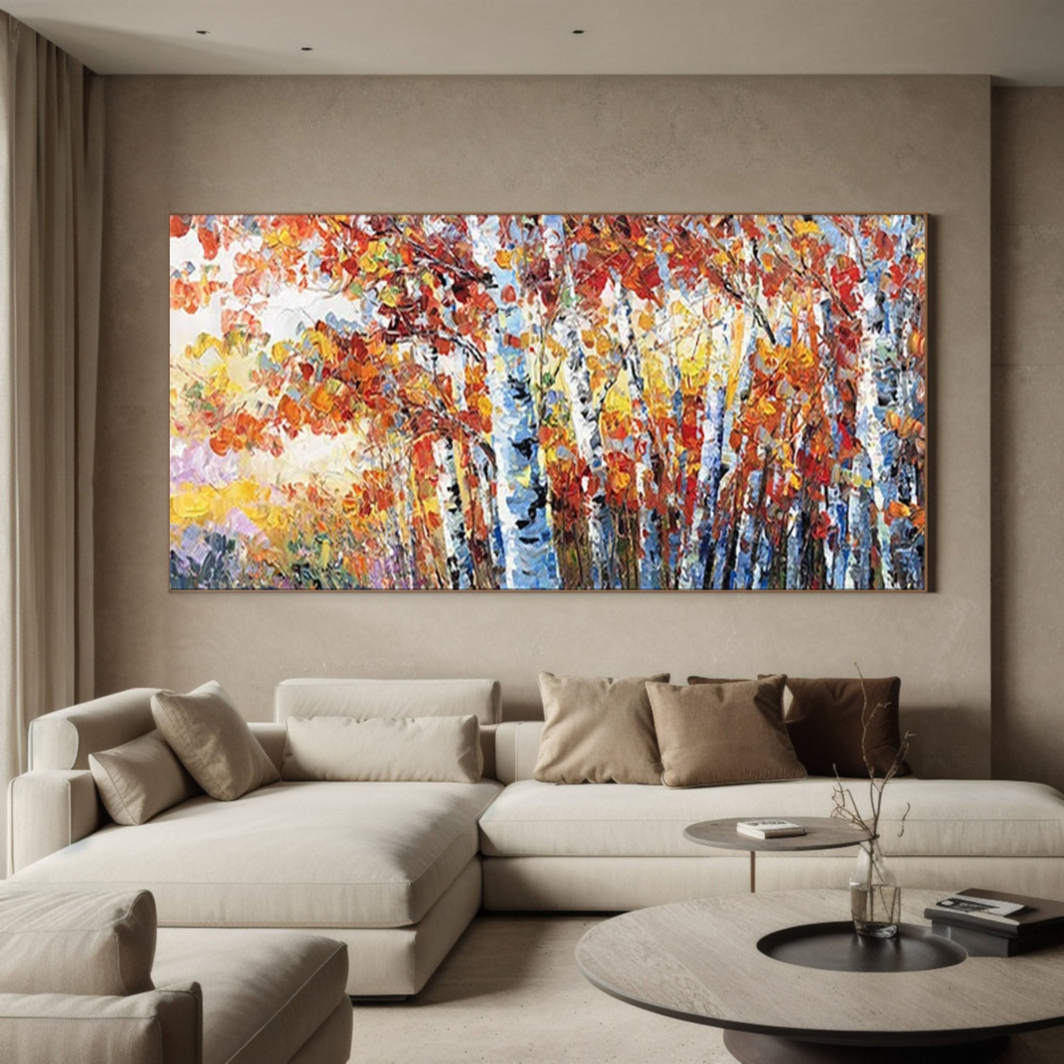 Autumn Whisper Large Colorful Forest Landscape Art #FT 042