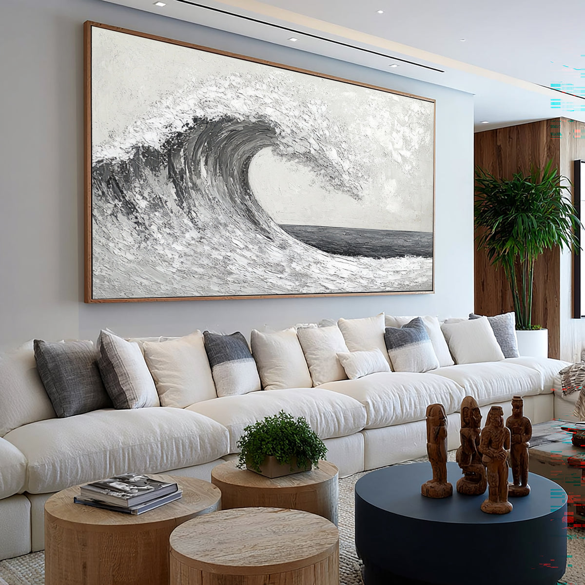 Silent Ocean Wave Hand Painted Seascape Oil Painting Textured Contemporary Ocean Wall Artwork