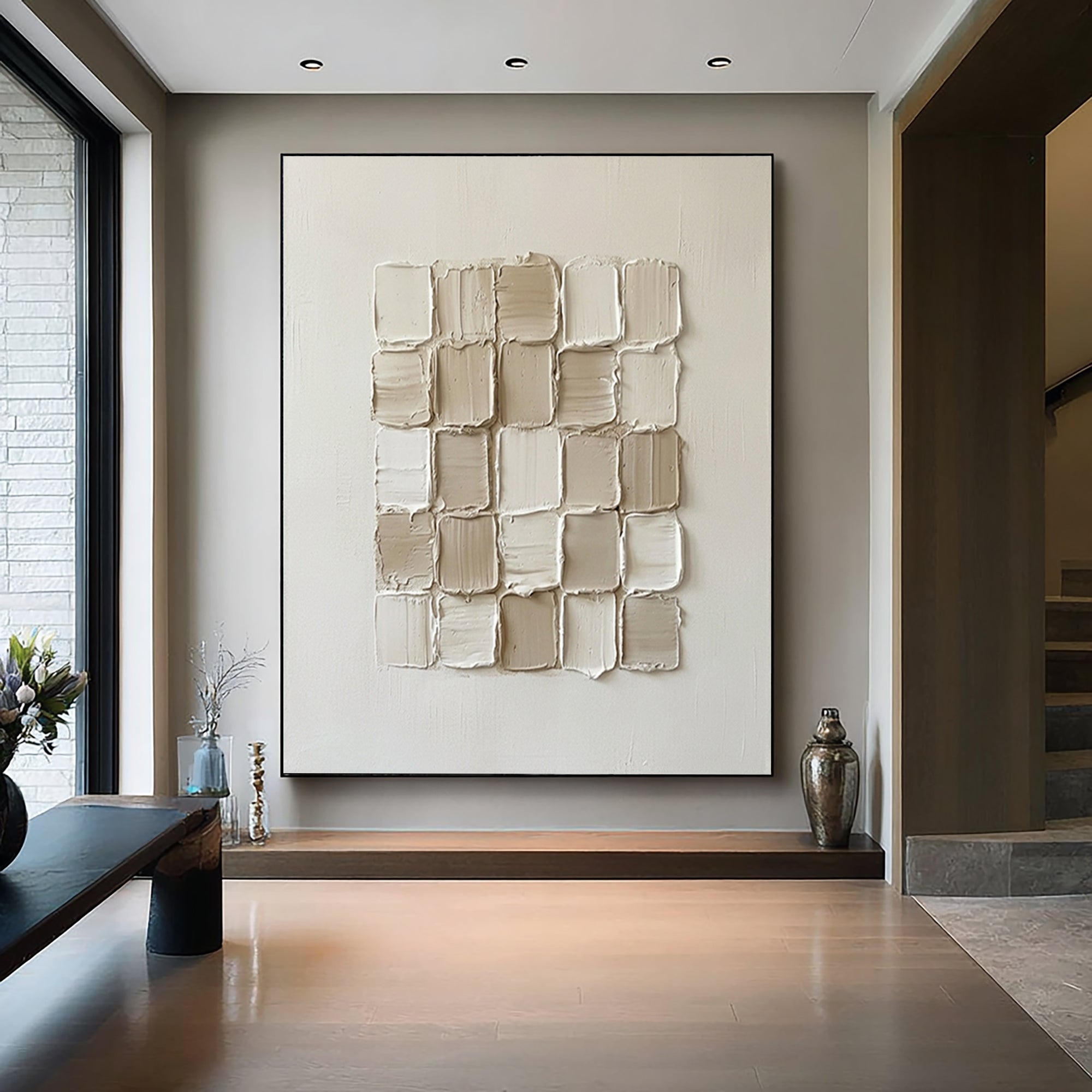 Large Neutral Sculptural Texture Painting Modern Minimalist Wall Art