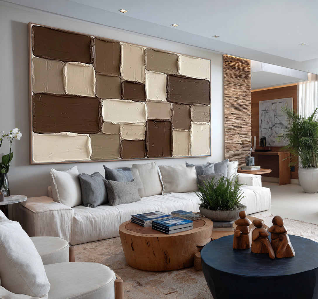 Large Neutral Block Texture Painting Contemporary Wall Art | KeiraArt