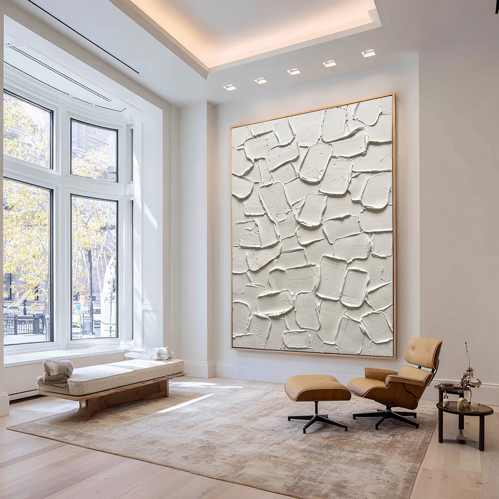 Large Neutral Textured Canvas Art Contemporary Minimalist Painting 