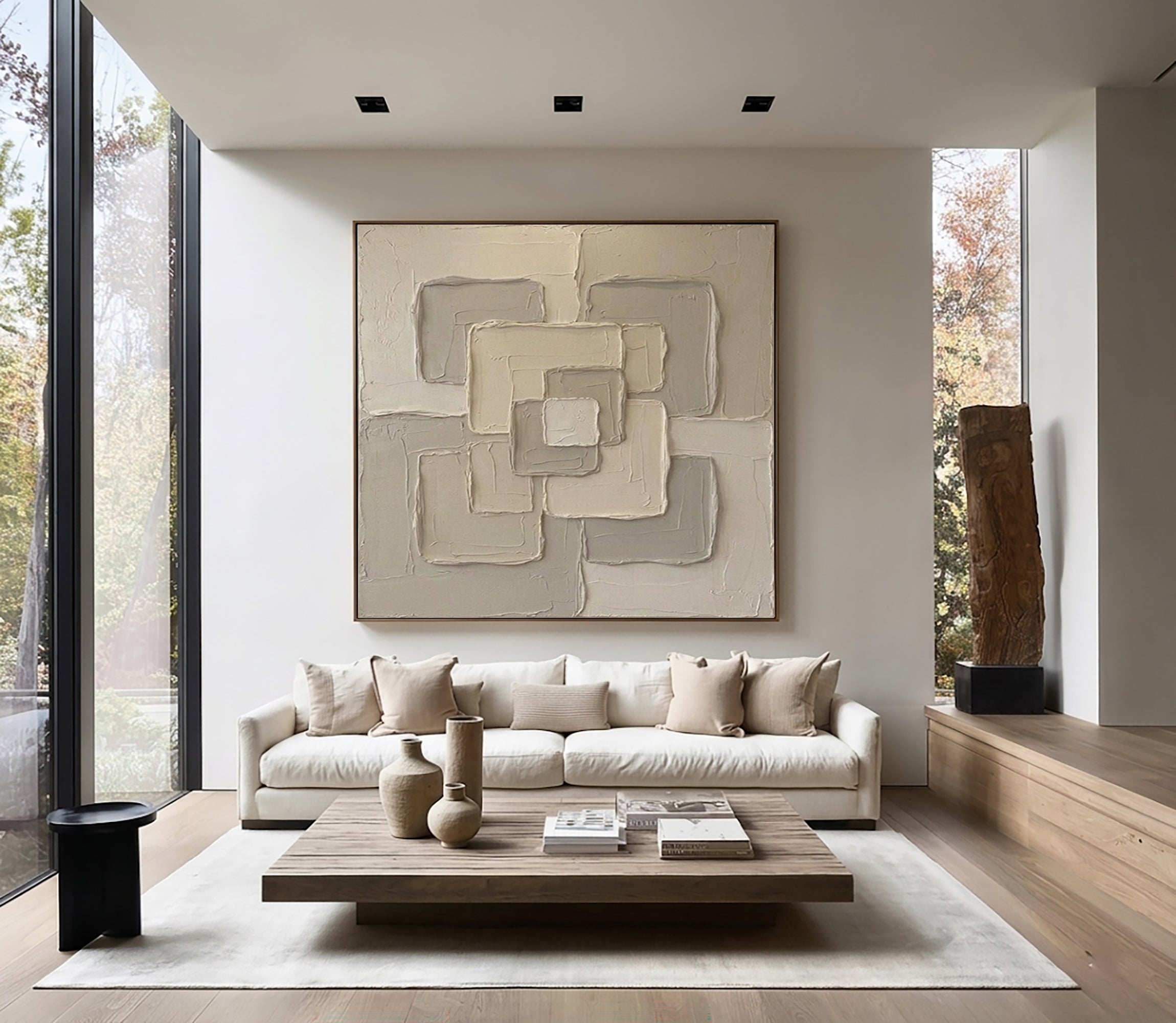 Large Infinite Connection Wall Art Neutral Sculptural Painting 