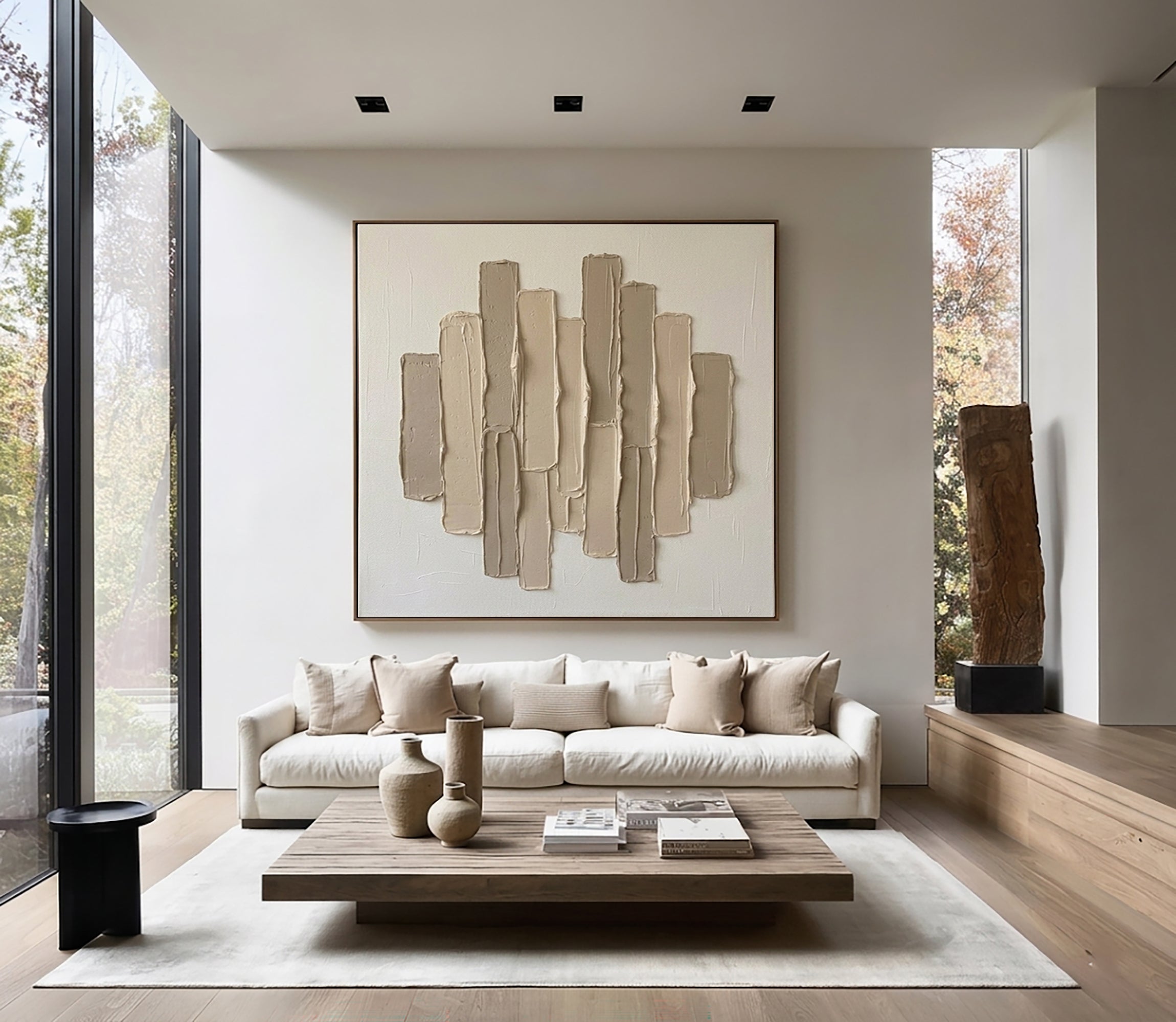 Large Vertical Rhythm Wall Art Contemporary Neutral Texture Painting