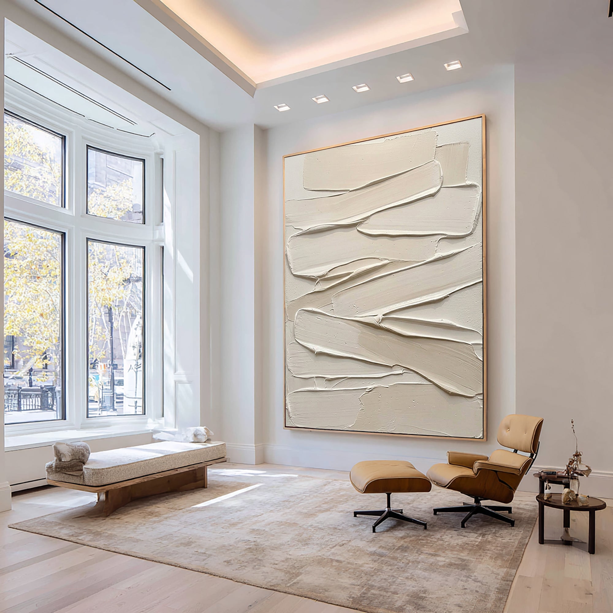 Large Modern Relief Texture Canvas Art Neutral Abstract Decor