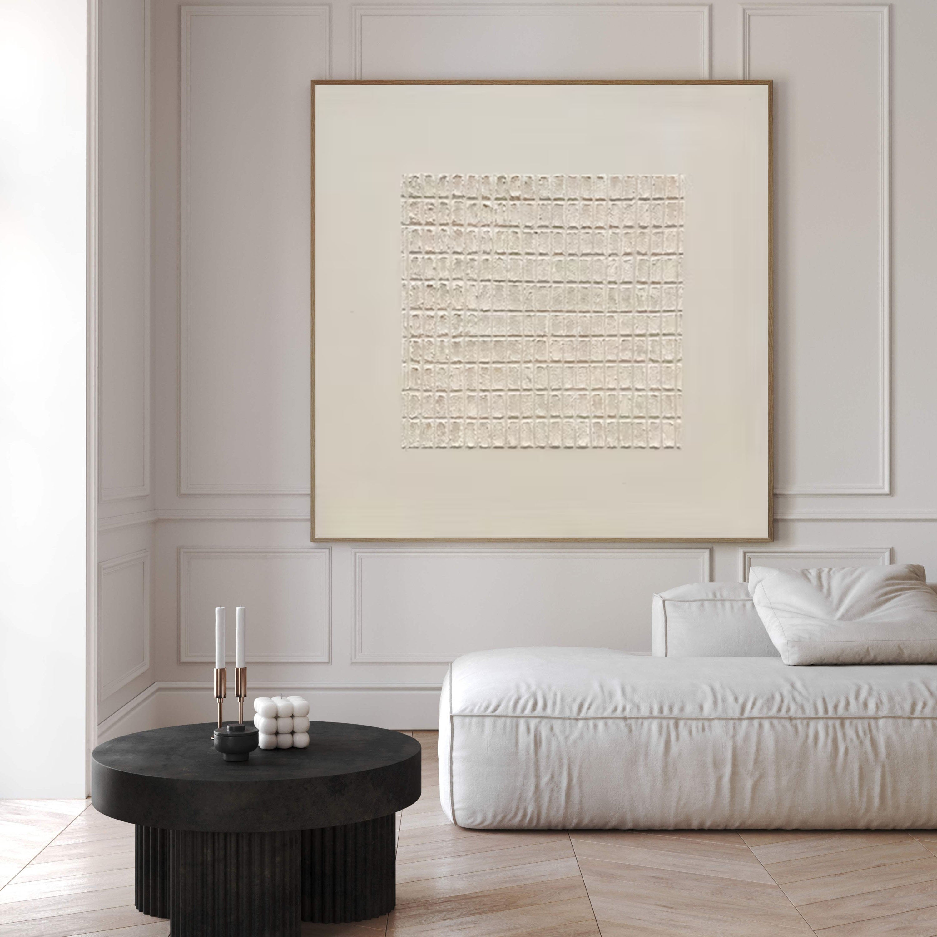 Neutral Toned Wabi Sabi Wall Art Textured Grid Painting #MMA 185