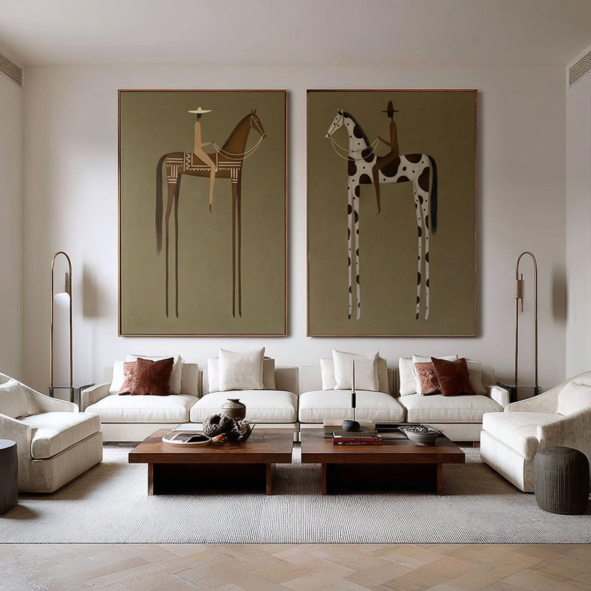 Large Gallery Style Horse Rider Artwork Modern Luxury Wall Decor | KeiraArt 