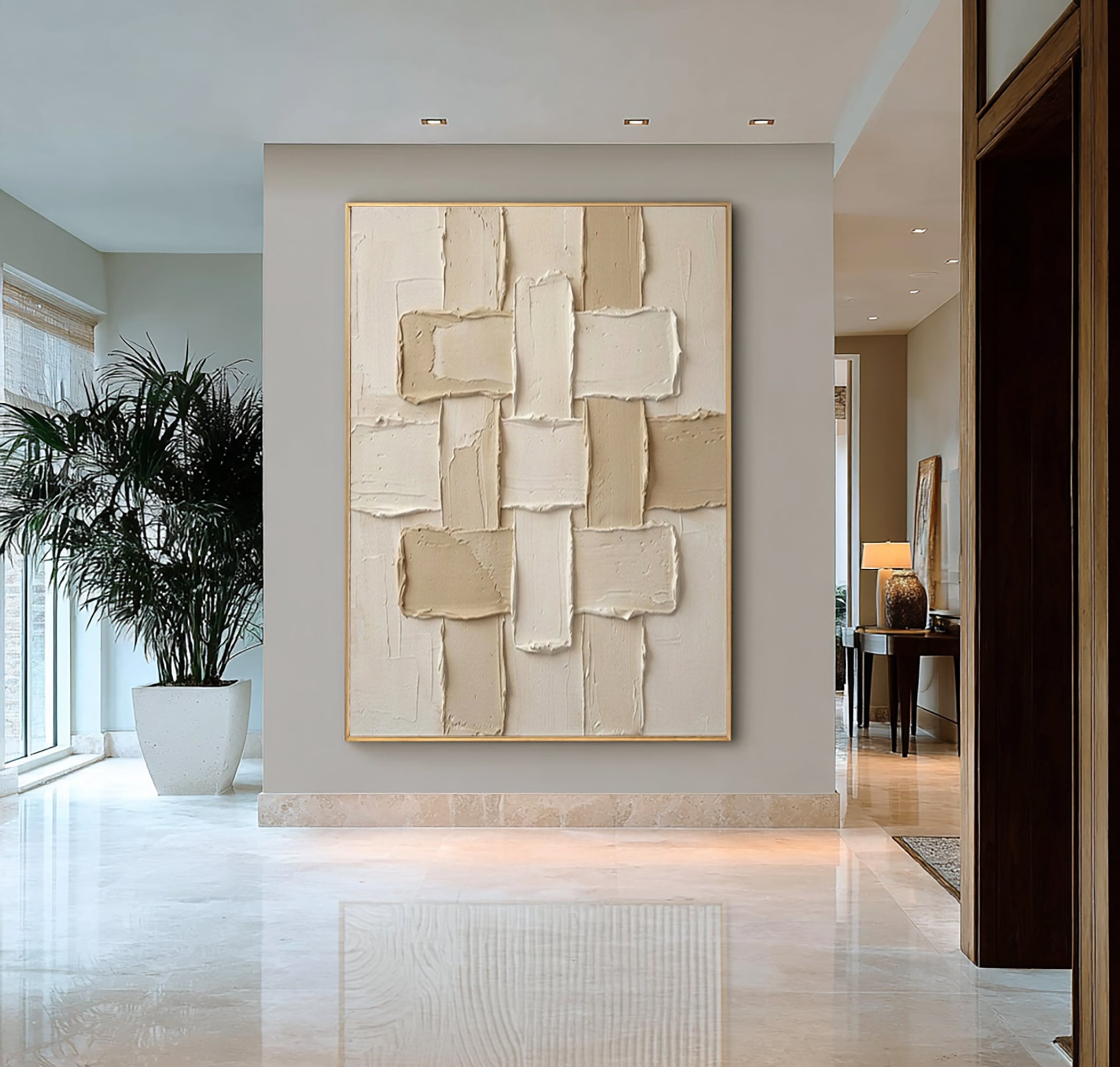 Large Architectural Textured Canvas Art Hand Painted Neutral Wall Decor 
