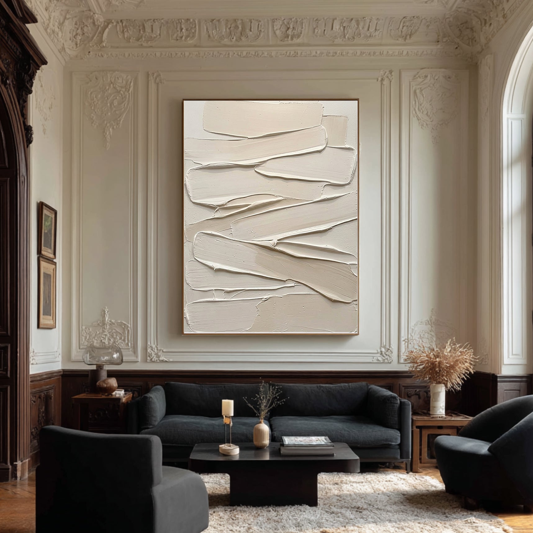 Large Modern Relief Texture Canvas Art Neutral Abstract Decor