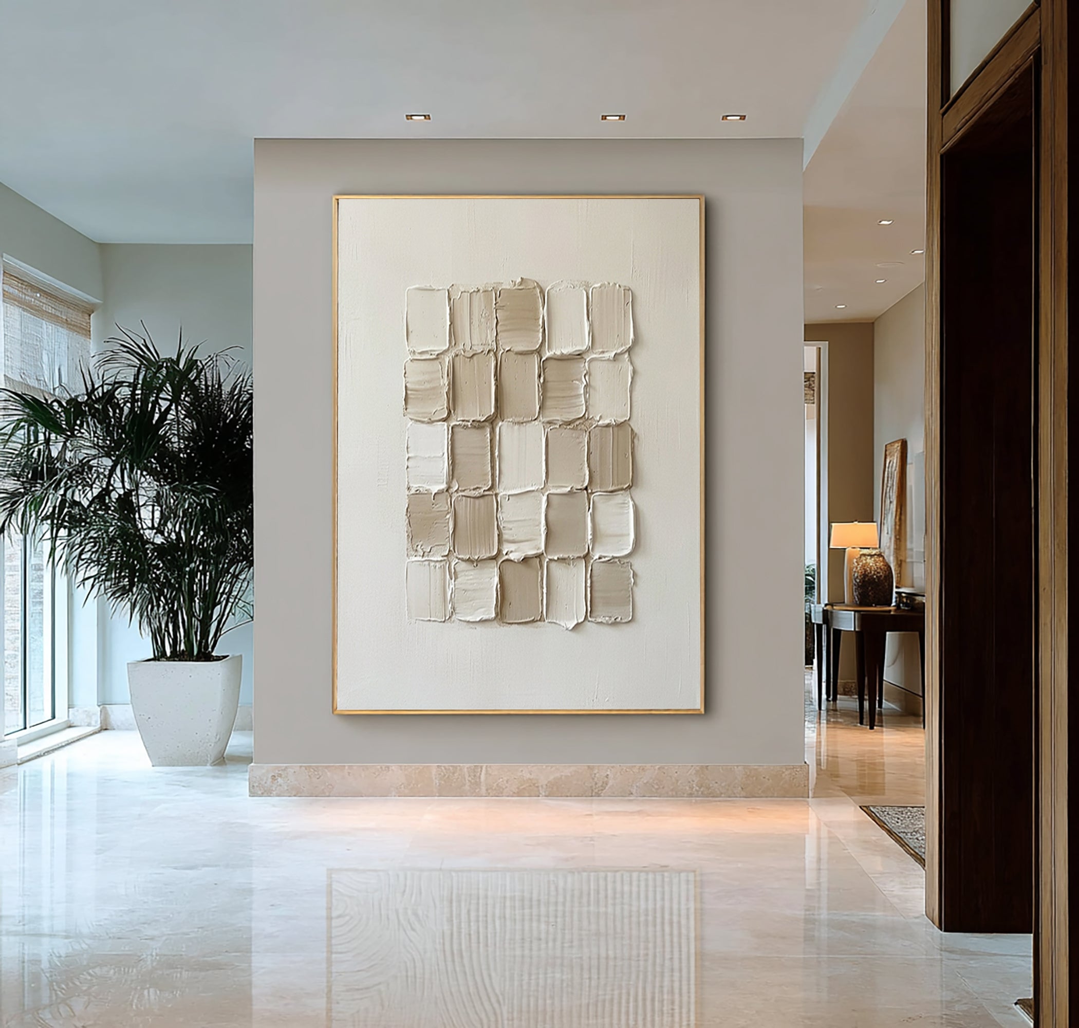 Large Neutral Sculptural Texture Painting Modern Minimalist Wall Art