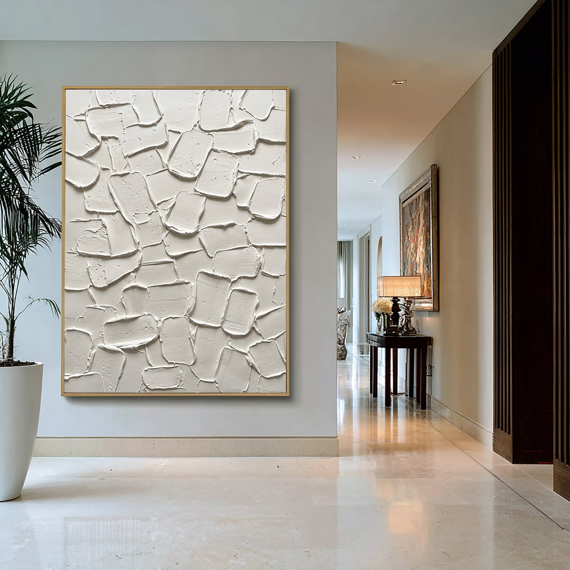 Large Neutral Textured Canvas Art Contemporary Minimalist Painting 